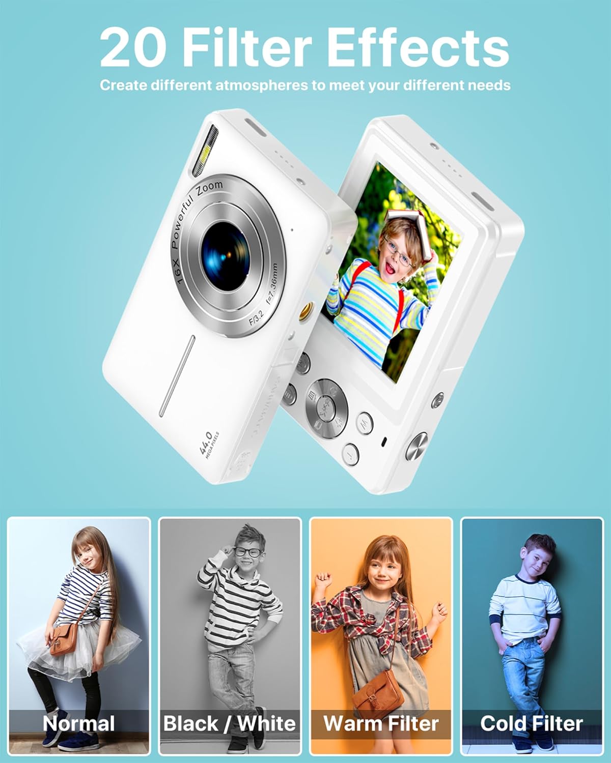 CÁMARA DIGITAL, LA ÚLTIMA CÁMARA DIGITAL FHD 1080P PARA ADOLESCENTES CON TARJETA SD, CÁMARAS ANTISACUDIDAS Y DISPAROS, - 4