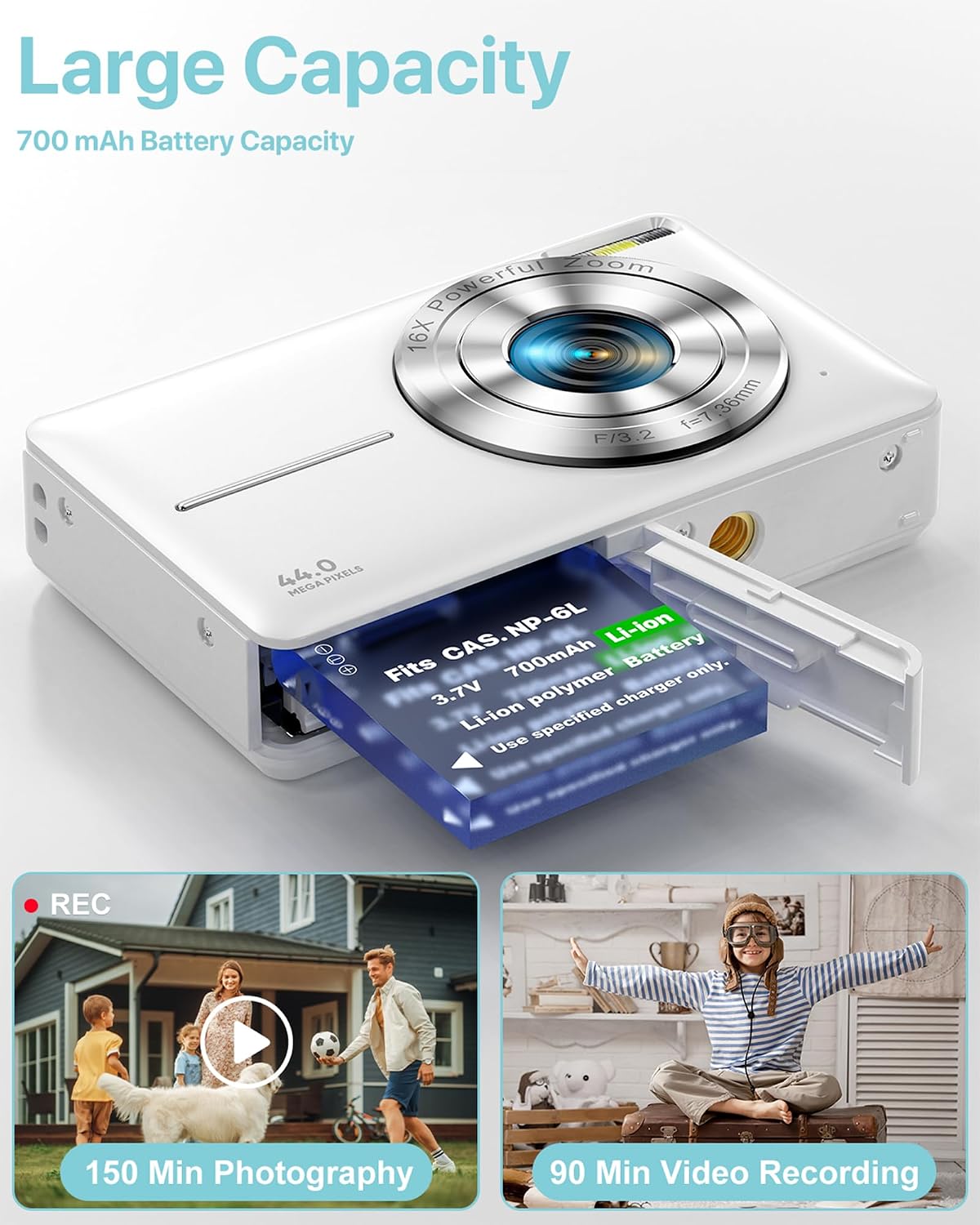 CÁMARA DIGITAL, LA ÚLTIMA CÁMARA DIGITAL FHD 1080P PARA ADOLESCENTES CON TARJETA SD, CÁMARAS ANTISACUDIDAS Y DISPAROS, - 6