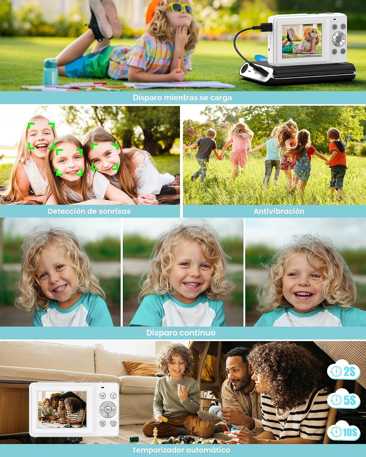 CÁMARA DIGITAL, LA ÚLTIMA CÁMARA DIGITAL FHD 1080P PARA ADOLESCENTES CON TARJETA SD, CÁMARAS ANTISACUDIDAS Y DISPAROS, - 7