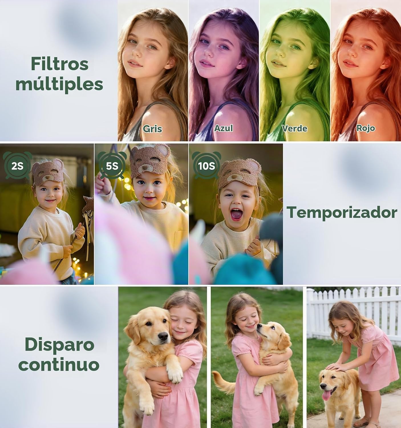 CÁMARA DIGITAL, 44MP FHD 1080P APUNTA Y DISPARA, CÁMARA DIGITAL CON ANTIVIBRACIÓN, PEQUEÑA CÁMARA COMPACTA CON DETECCIÓN - 4