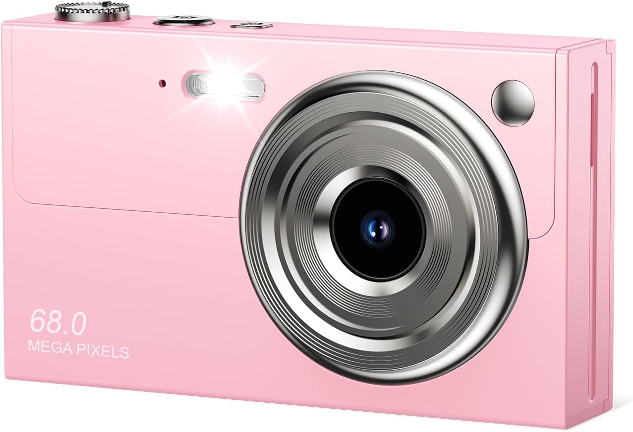 CÁMARA DIGITAL PARA NIÑOS Y PRINCIPIANTES, CÁMARA DIGITAL 4K CON TARJETA SD DE 64 GB, ZOOM 16X, CÁMARA COMPACTA DE APUNTAR - 1