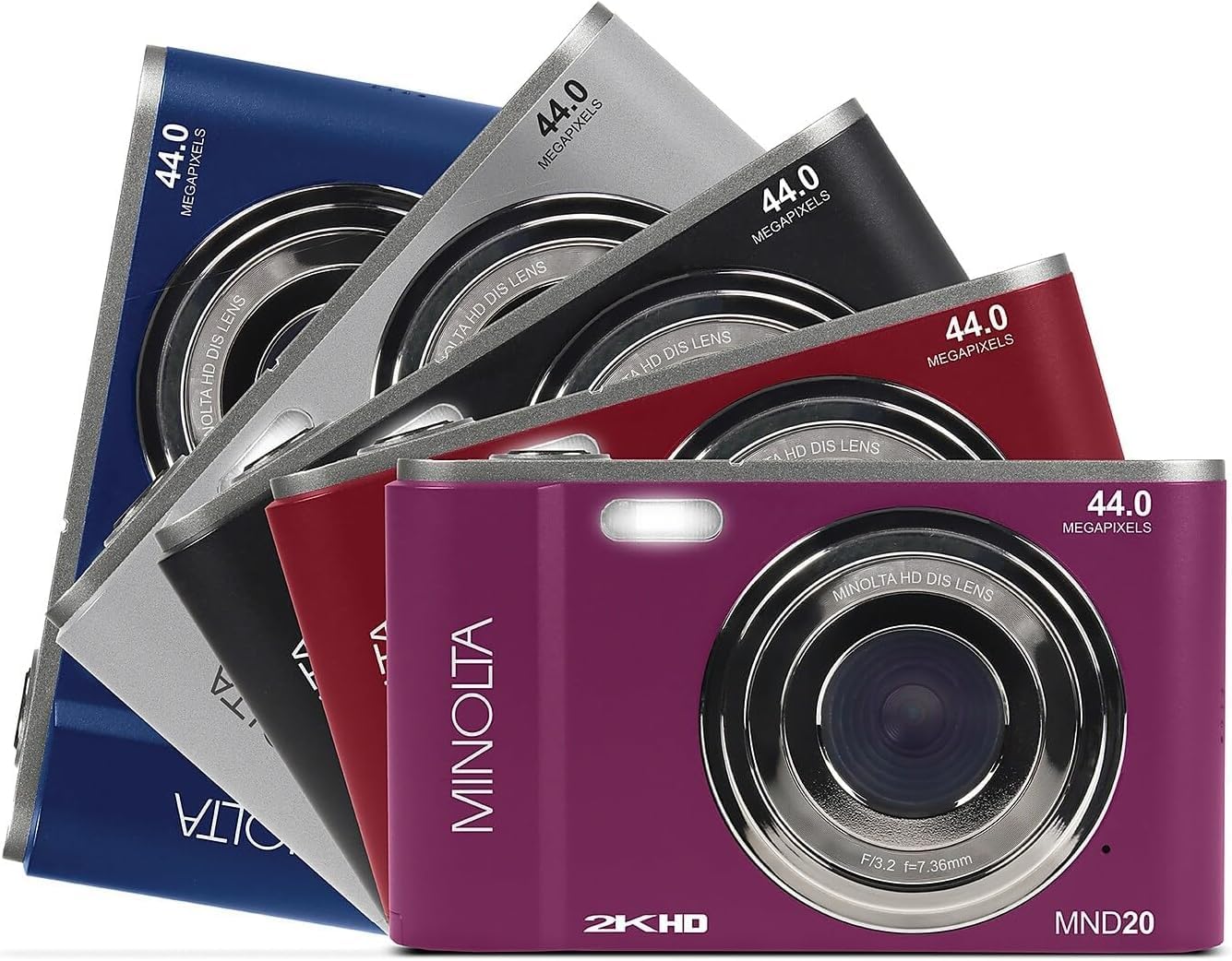 MINOLTA MND20 CÁMARA DIGITAL QUAD HD DE 44 MP / 2.7K PLATEADO TARJETA DE MEMORIA DE 32 GB TRÍPODE FLEXIBLE DE 12 PULGADAS - 6