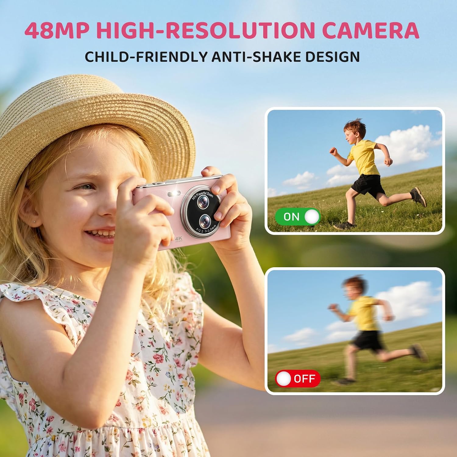 CÁMARA DIGITAL, 48 MP FHD 1080P CÁMARA DE APUNTAR Y DISPARAR CON ZOOM DE 16X, CÁMARA COMPACTA DE ENFOQUE AUTOMÁTICO - 3