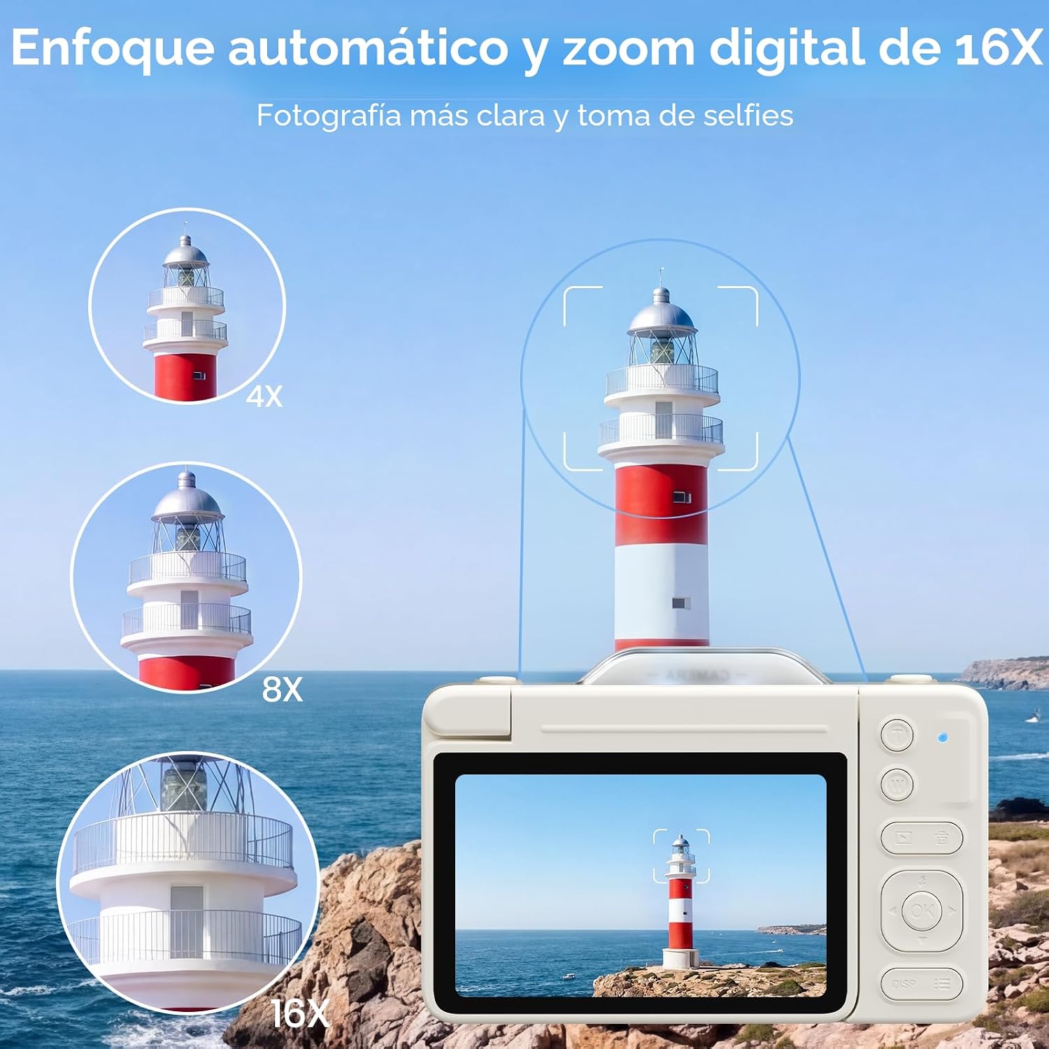 CÁMARA DIGITAL 4K PARA FOTOGRAFÍA, 2026, CÁMARA WIFI DE ENFOQUE AUTOMÁTICO DE 64 MP PARA YOUTUBE, CÁMARA DE VIAJE COMPACTA - 3