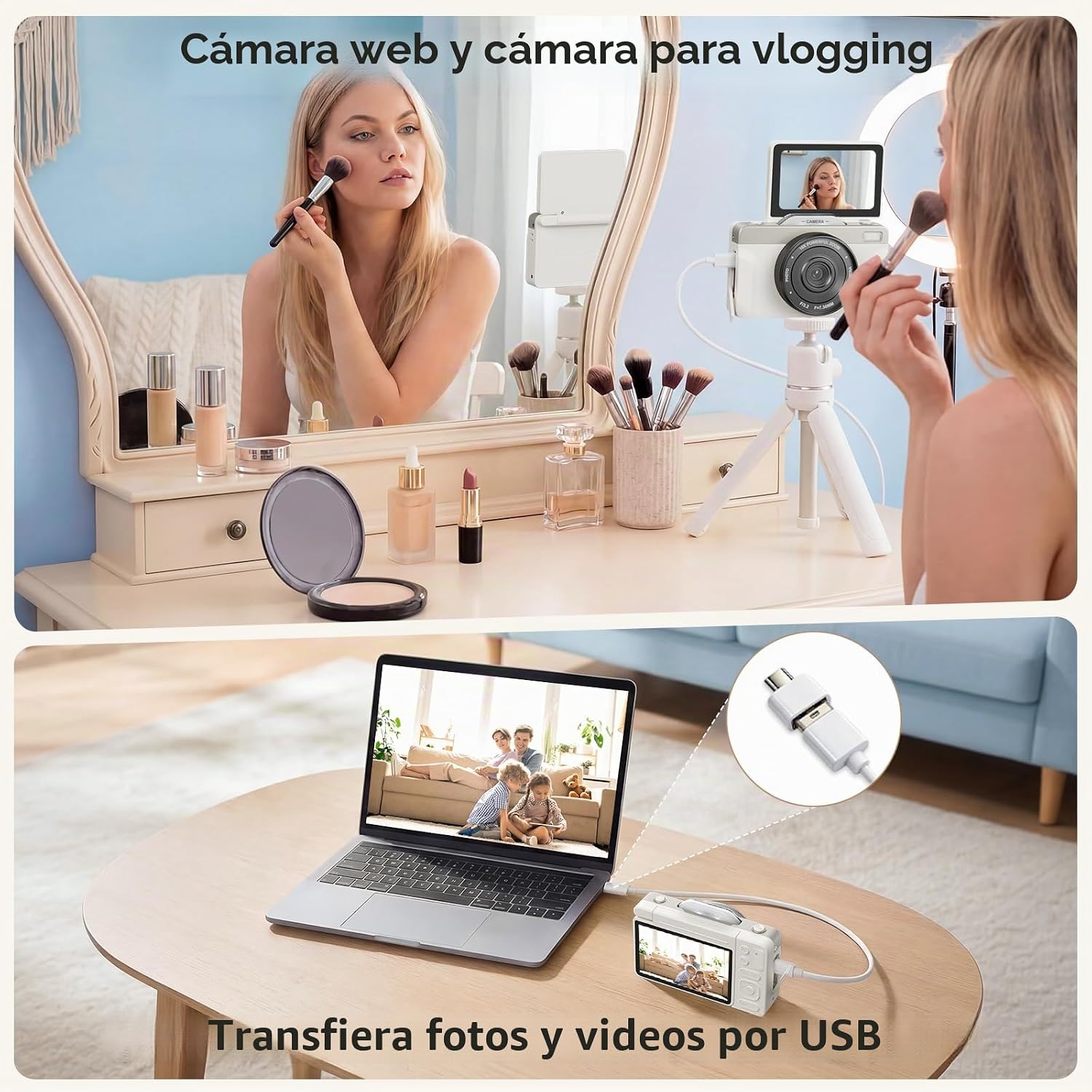 CÁMARA DIGITAL 4K PARA FOTOGRAFÍA, 2026, CÁMARA WIFI DE ENFOQUE AUTOMÁTICO DE 64 MP PARA YOUTUBE, CÁMARA DE VIAJE COMPACTA - 6