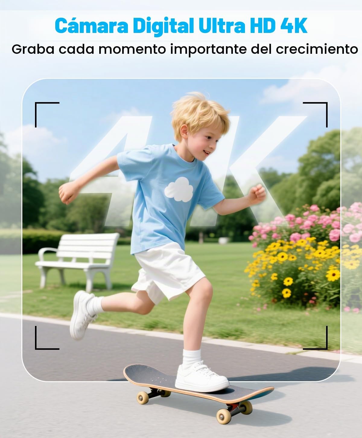 CÁMARA DIGITAL 4K DE 50 MP PARA FOTOGRAFÍA, CÁMARA DE ENFOQUE AUTOMÁTICO PARA VLOGGING CON TARJETA TF DE 32 GB Y 2 BATERÍAS, - 3