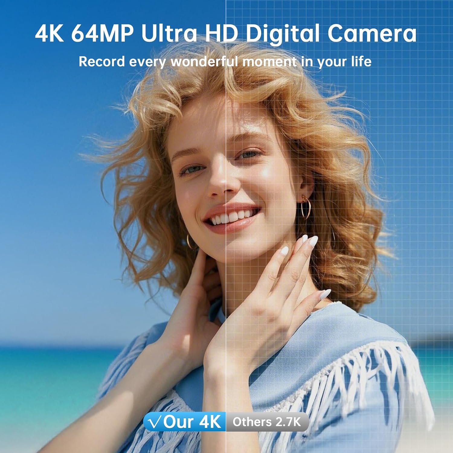 CÁMARA DIGITAL 4K PARA FOTOGRAFÍA CON WIFI 64MP CÁMARA DE VLOGGING DE ENFOQUE AUTOMÁTICO PARA VIDEO DE YOUTUBE DE 3 - 2