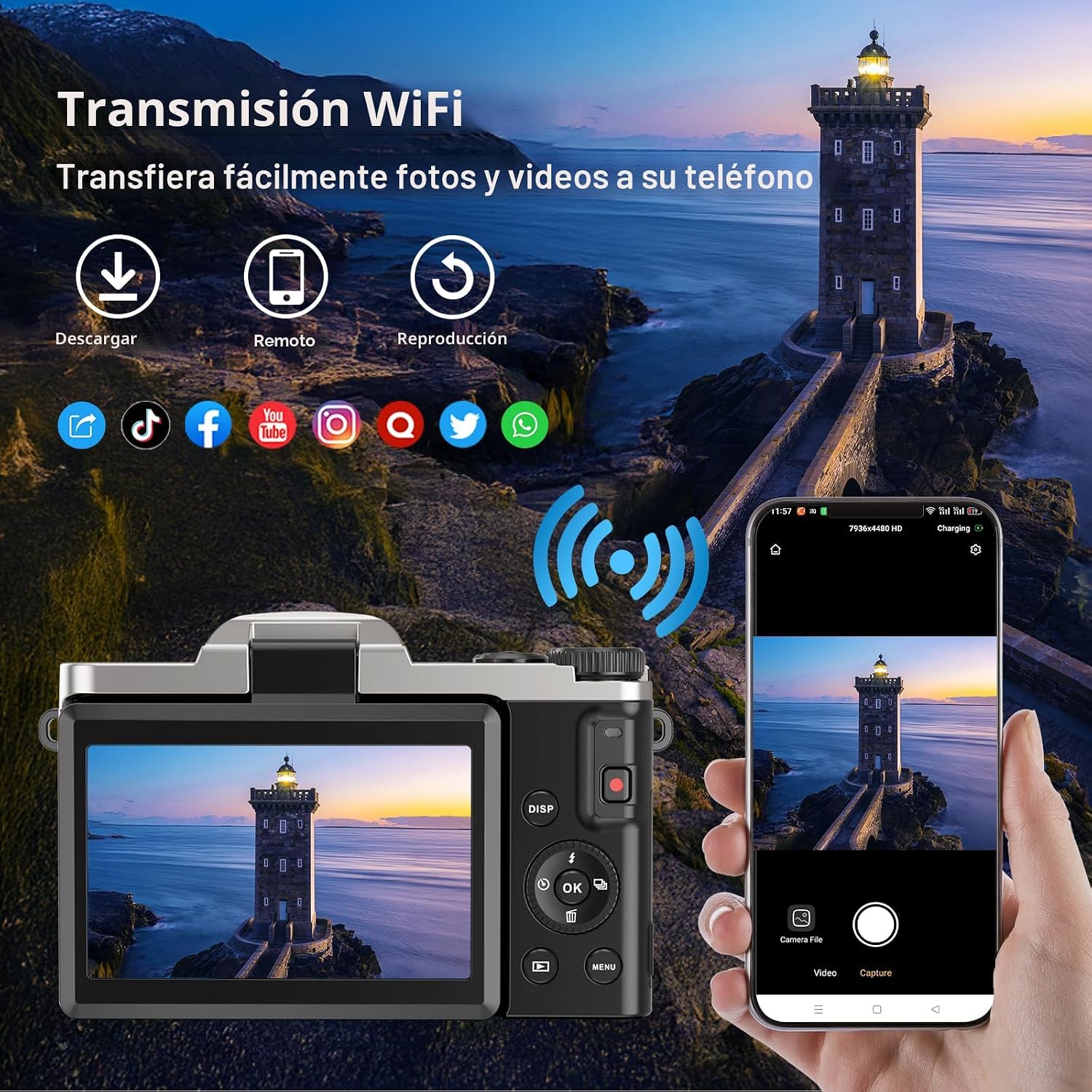 CÁMARA DIGITAL 4K PARA FOTOGRAFÍA CON WIFI 64MP CÁMARA DE VLOGGING DE ENFOQUE AUTOMÁTICO PARA VIDEO DE YOUTUBE DE 3 - 3