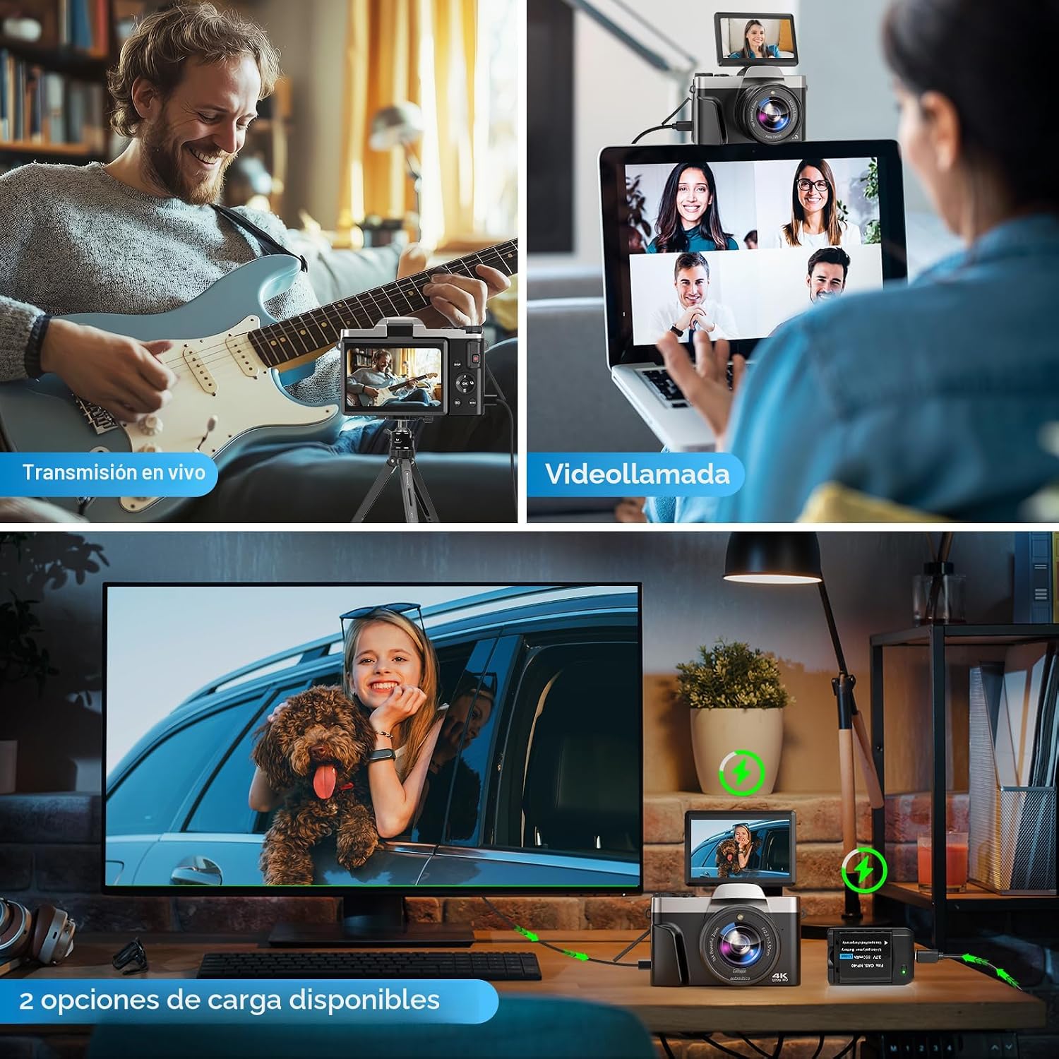 CÁMARA DIGITAL 4K PARA FOTOGRAFÍA CON WIFI 64MP CÁMARA DE VLOGGING DE ENFOQUE AUTOMÁTICO PARA VIDEO DE YOUTUBE DE 3 - 4
