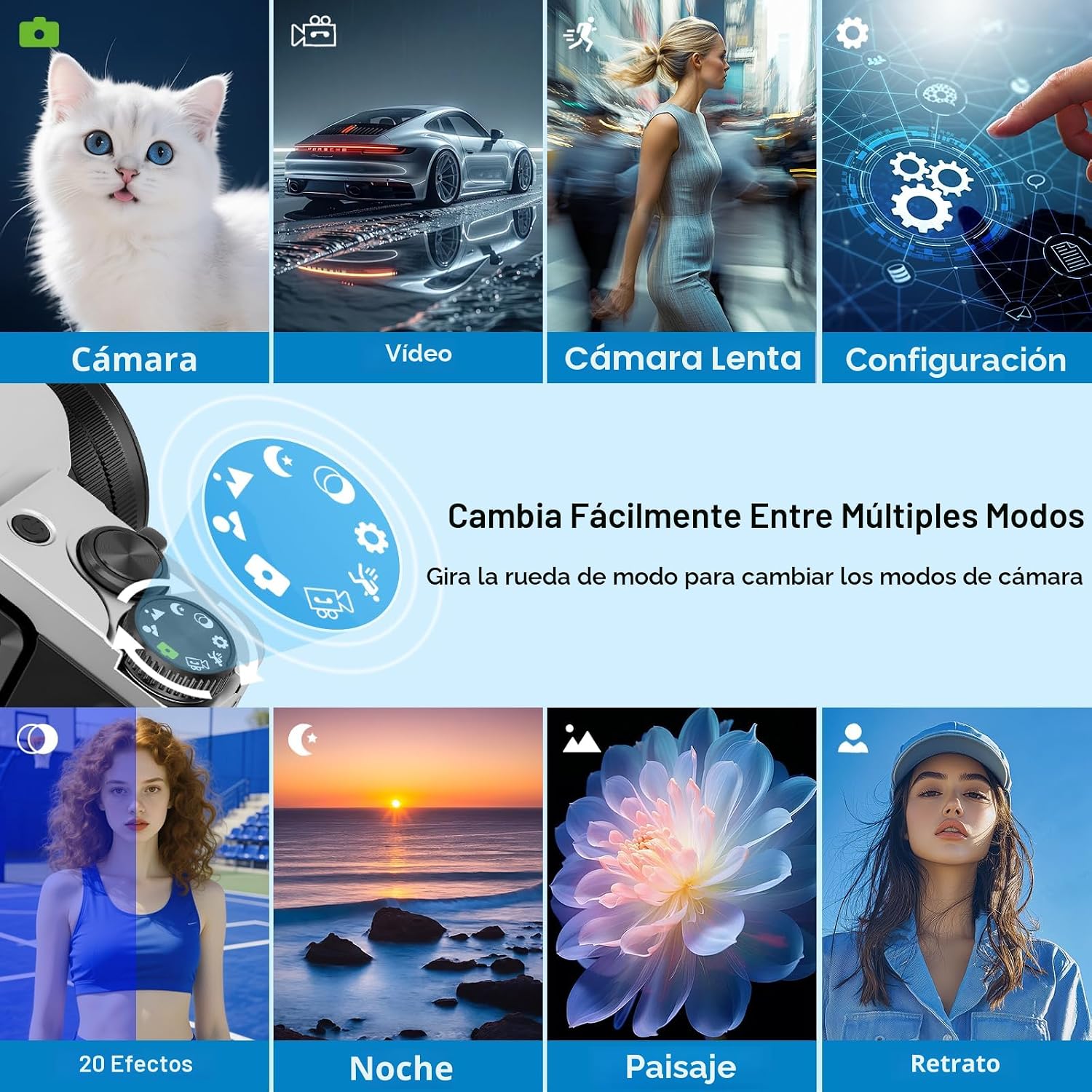 CÁMARA DIGITAL 4K PARA FOTOGRAFÍA CON WIFI 64MP CÁMARA DE VLOGGING DE ENFOQUE AUTOMÁTICO PARA VIDEO DE YOUTUBE DE 3 - 6