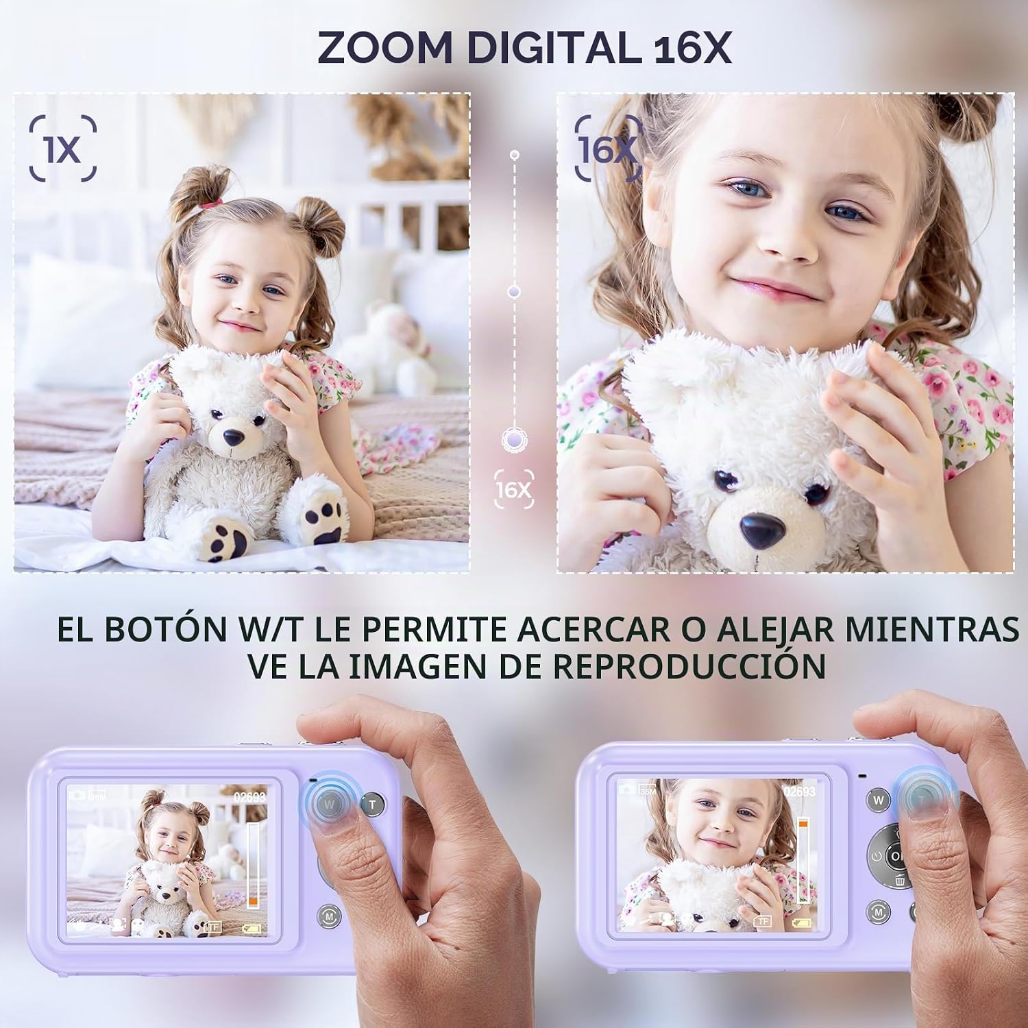 CÁMARA DIGITAL, FHD 1080P 44MP CÁMARA DE VLOGGING CON TARJETA DE 32 GB, ZOOM 16X ANTIVIBRACIÓN, CÁMARA DIGITAL COMPACTA - 5
