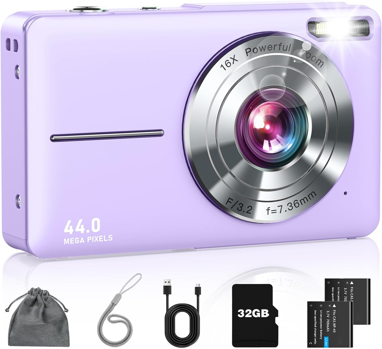 CÁMARA DIGITAL, FHD 1080P - CÁMARA DE APUNTAR Y DISPARAR PARA NIÑOS, ADOLESCENTES, CON TARJETA DE 32 GB, ZOOM 16X, SELLO - 1