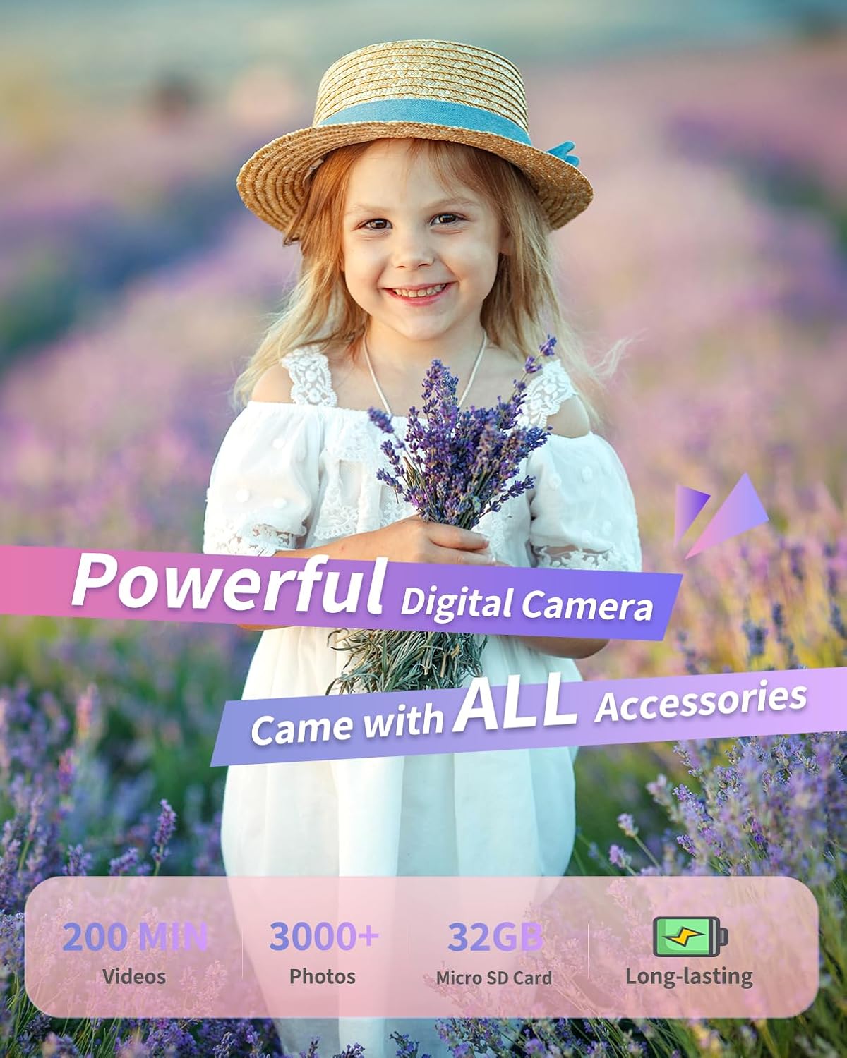 CÁMARA DIGITAL, FHD 1080P - CÁMARA DE APUNTAR Y DISPARAR PARA NIÑOS, ADOLESCENTES, CON TARJETA DE 32 GB, ZOOM 16X, SELLO - 3