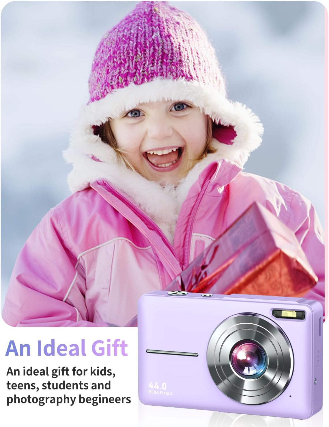 CÁMARA DIGITAL, FHD 1080P - CÁMARA DE APUNTAR Y DISPARAR PARA NIÑOS, ADOLESCENTES, CON TARJETA DE 32 GB, ZOOM 16X, SELLO - 6