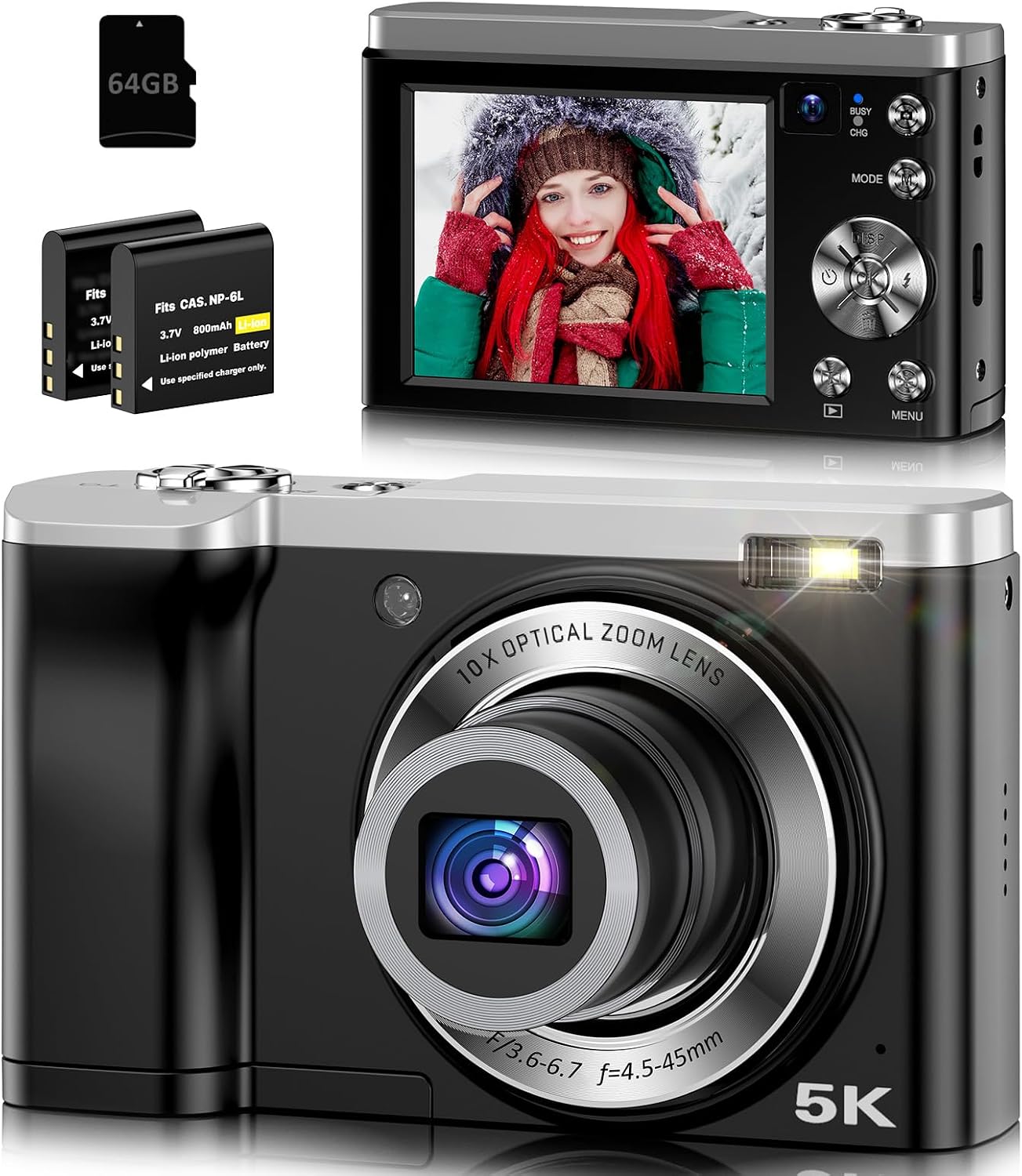 CÁMARA DIGITAL DE 5K CON ZOOM ÓPTICO 10X, CÁMARAS DE 56MP PARA FOTOGRAFÍA CON CÁMARAS DUALES FRONTALES Y TRASERAS, CÁMARA - 1