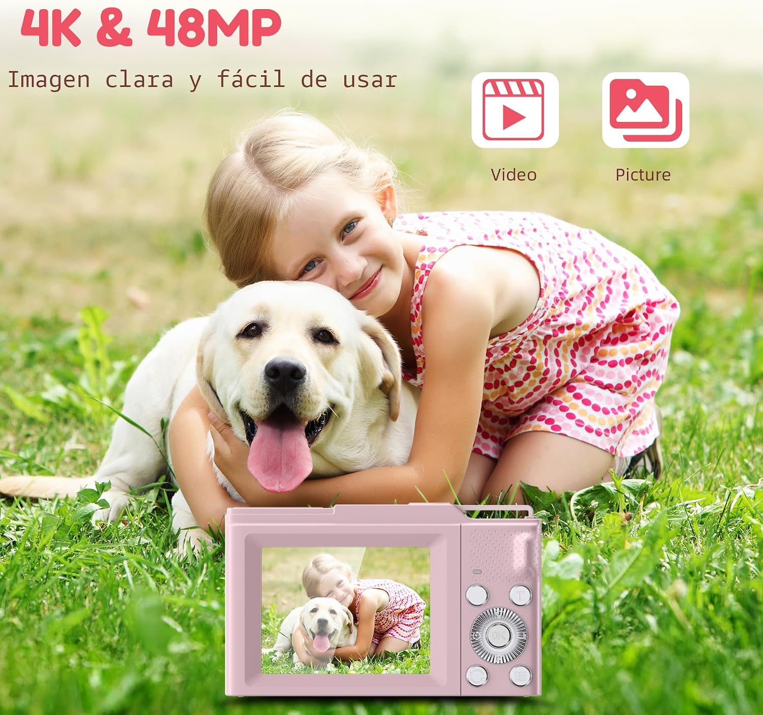 CÁMARA DIGITAL, FHD 4K CÁMARA DIGITAL DE APUNTAR Y DISPARAR CON ZOOM DE 16X ANTIVIBRACIÓN, CÁMARA PEQUEÑA COMPACTA DE 48 MP - 2