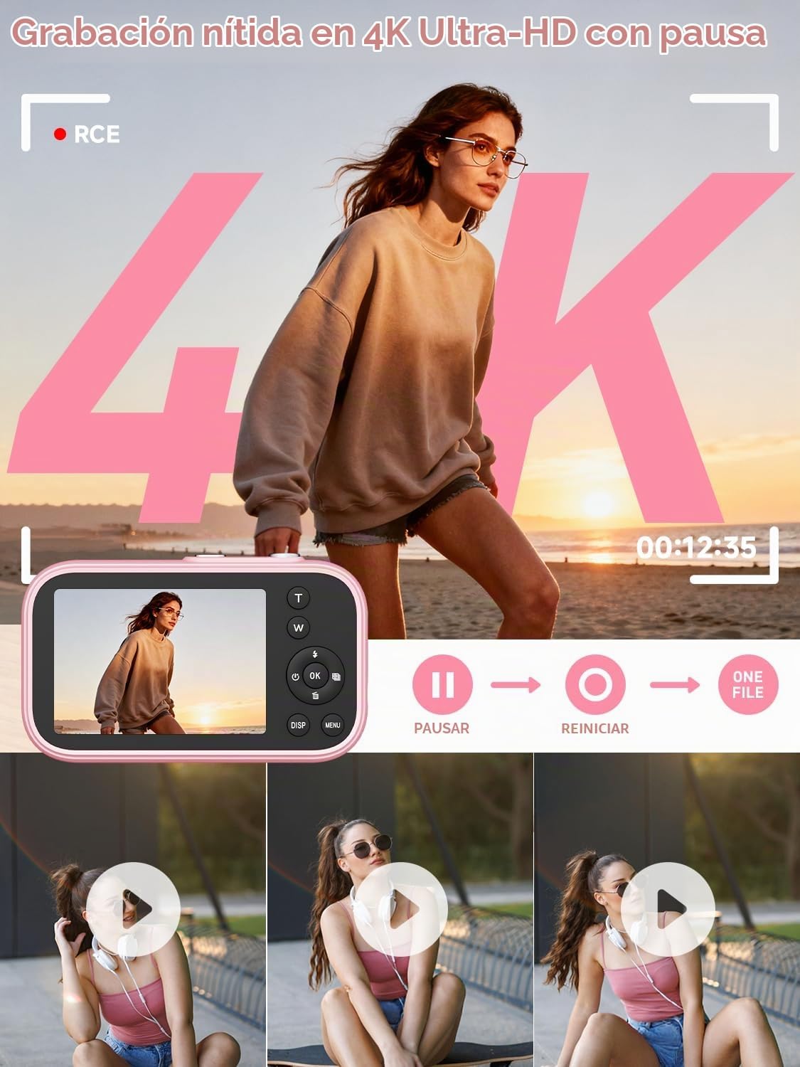 CÁMARA DIGITAL, CÁMARA DIGITAL COMPACTA 4K DE 48 MP CON ENFOQUE AUTOMÁTICO, CÁMARA DE APUNTAR Y DISPARAR CON MODO BELLEZA, - 2