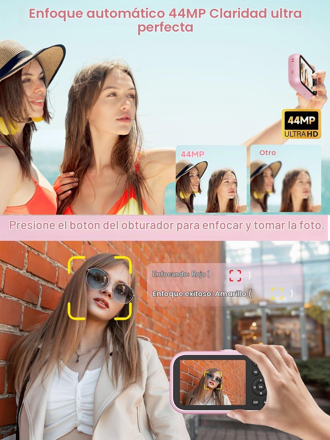 CÁMARA DIGITAL, CÁMARA DIGITAL COMPACTA 4K DE 48 MP CON ENFOQUE AUTOMÁTICO, CÁMARA DE APUNTAR Y DISPARAR CON MODO BELLEZA, - 4