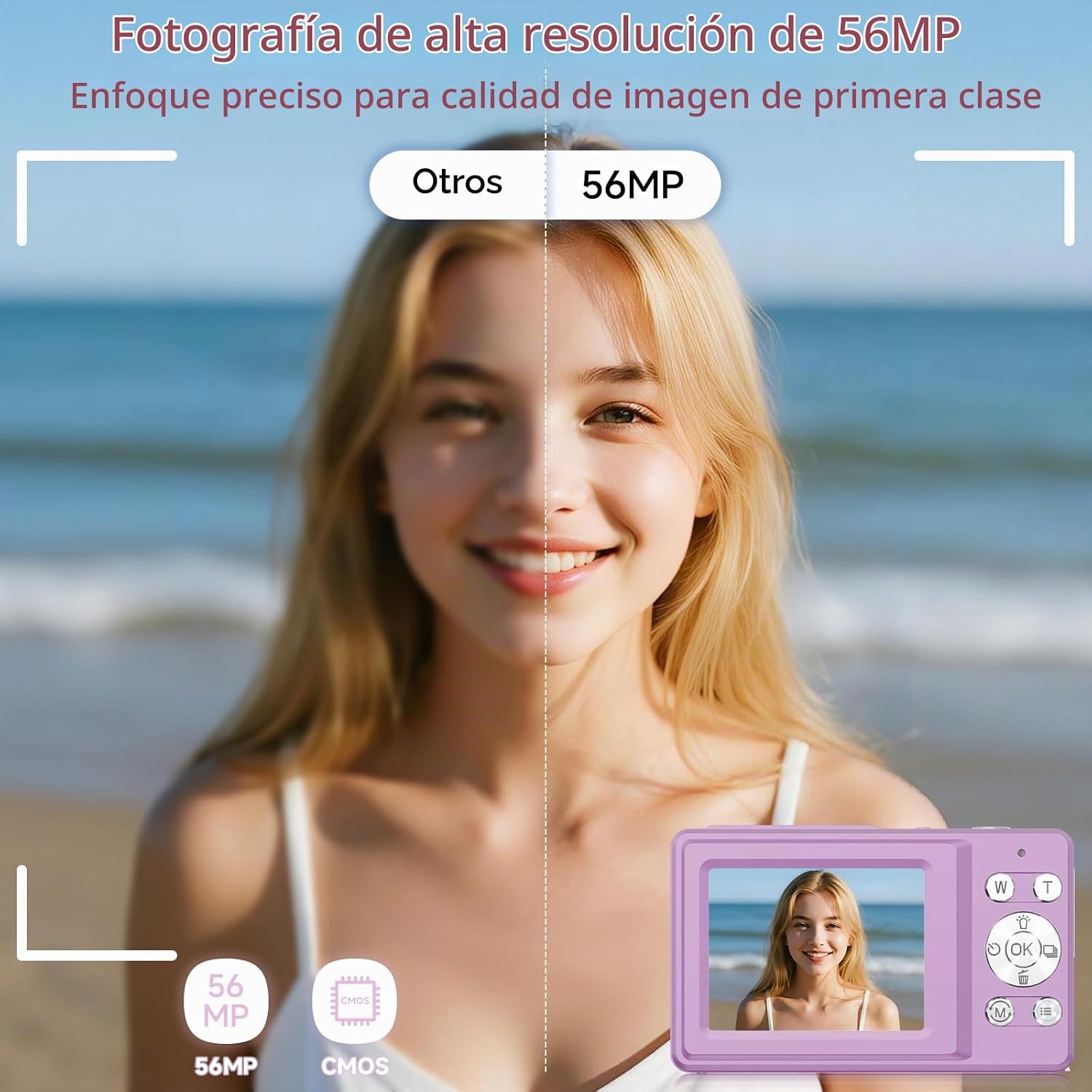CÁMARA DIGITAL, CÁMARA SELFIE DE DOBLE PANTALLA DE 56MP 2.7K CON ZOOM DE 16X, 20 FILTROS Y ANTIVIBRACIÓN, CÁMARAS DIGITALES - 2