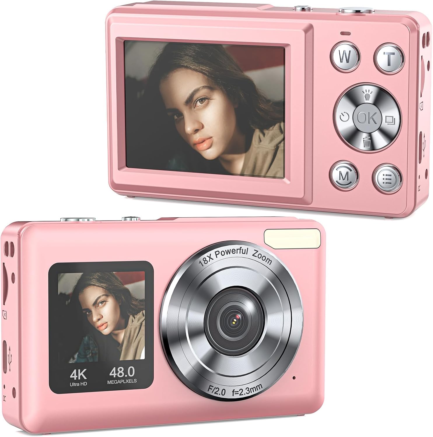 CÁMARA DIGITAL CON PANTALLA DUAL PARA SELFIES CÁMARA DIGITAL PARA NIÑOS DE 48 MP CON ZOOM DE 18X CÁMARA DE VIDEO 4K - 1