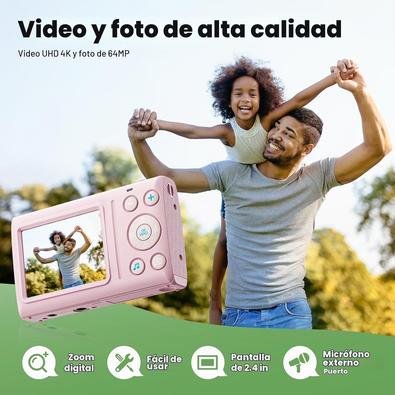 CÁMARA DIGITAL 4K 64MP VLOGGING CÁMARA DE ENFOQUE AUTOMÁTICO PARA APUNTAR Y DISPARAR CÁMARAS DIGITALES PARA CÁMARA - 2