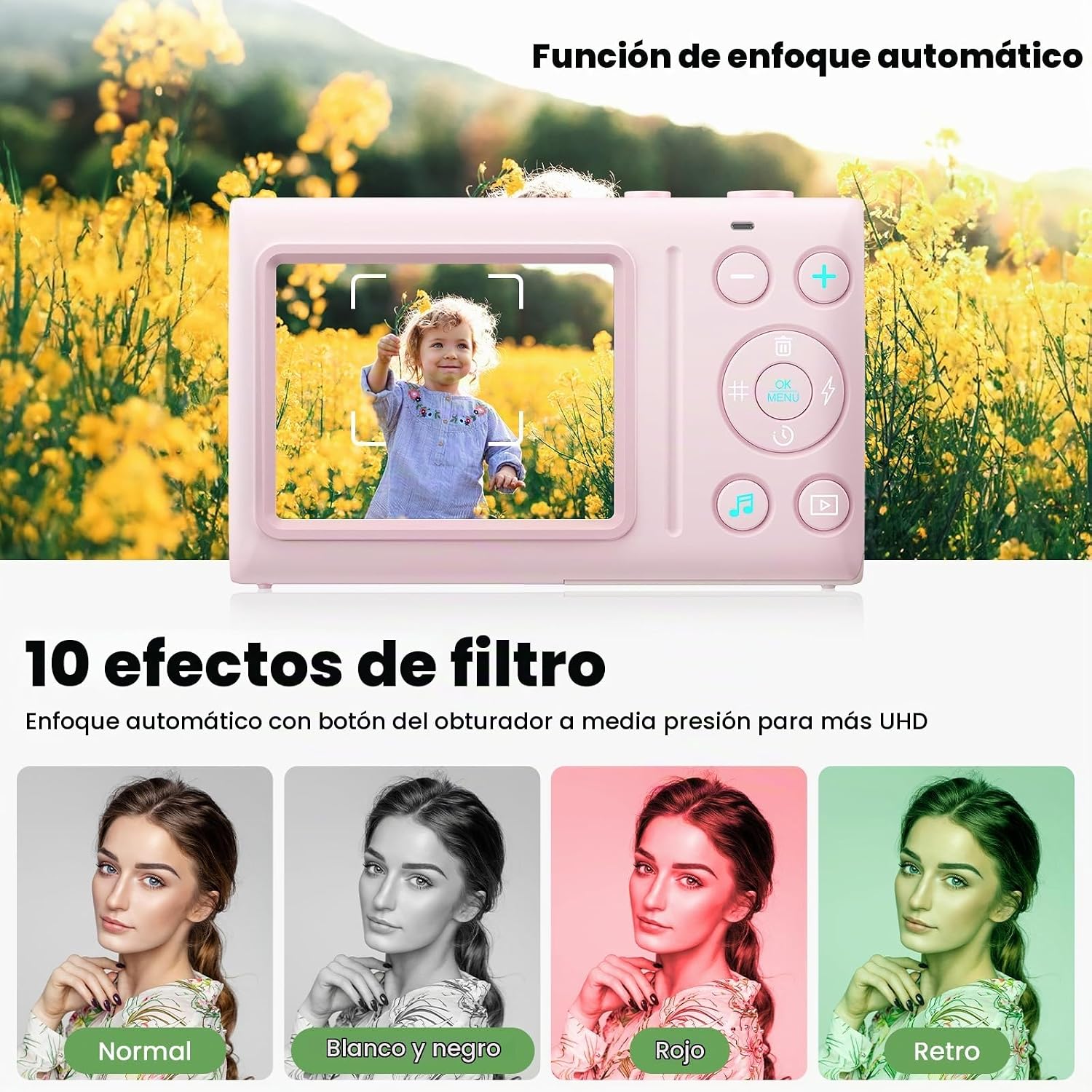 CÁMARA DIGITAL 4K 64MP VLOGGING CÁMARA DE ENFOQUE AUTOMÁTICO PARA APUNTAR Y DISPARAR CÁMARAS DIGITALES PARA CÁMARA - 3
