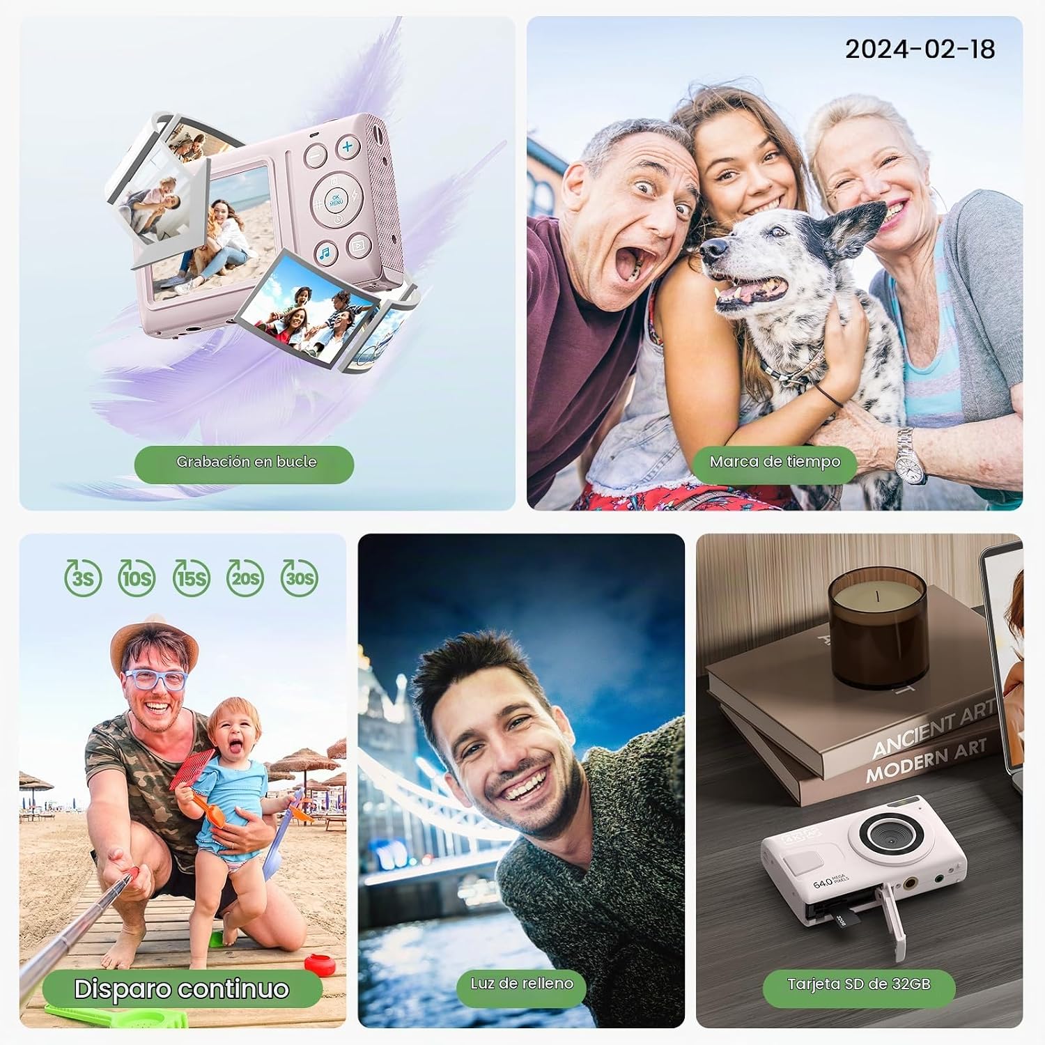 CÁMARA DIGITAL 4K 64MP VLOGGING CÁMARA DE ENFOQUE AUTOMÁTICO PARA APUNTAR Y DISPARAR CÁMARAS DIGITALES PARA CÁMARA - 5