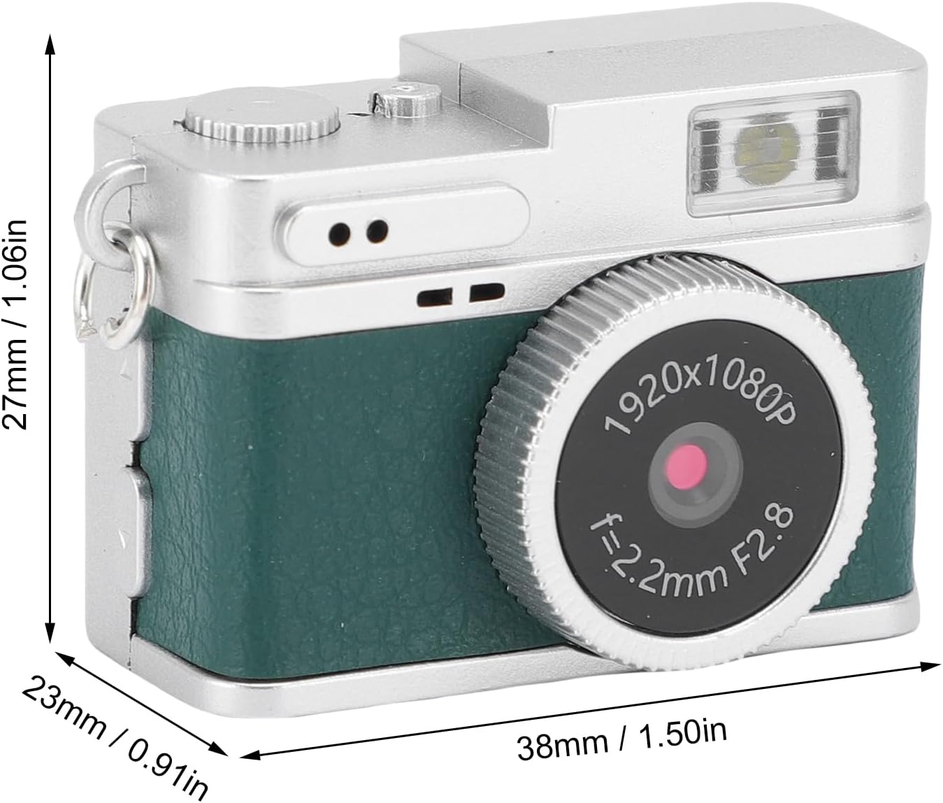 CÁMARA DIGITAL PEQUEÑA VINTAGE, CÁMARA PORTÁTIL CON LLAVERO RETRO, VIDEO FHD DE 0.96 PULGADAS 1080P, FOTOS DE 2 MP, LUZ - 7