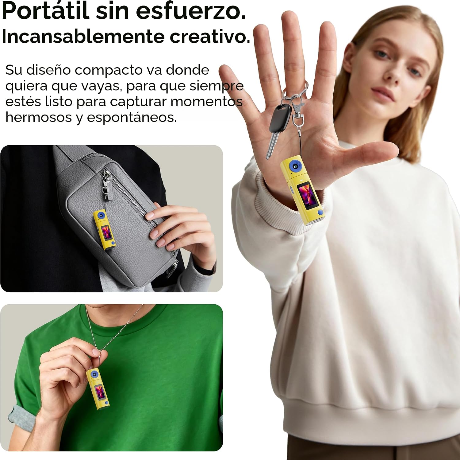 MINI CÁMARA DIGITAL CON LLAVERO: MINI CÁMARA DIGITAL 2K CON TARJETA DE 16 GB, CÁMARA DE VIDEO CON LLAVERO VINTAGE, PANTALLA - 6