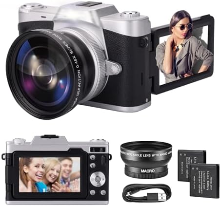 CÁMARA DIGITAL CON PANTALLA ABATIBLE DE 3 PULGADAS, ZOOM DIGITAL DE 16X, CÁMARA COMPACTA DE PUNTO Y DISPARO PARA NIÑOS, - 7