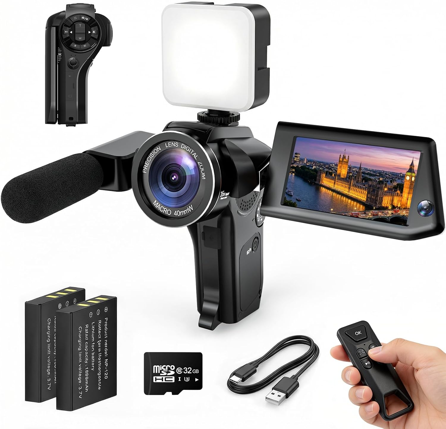 CÁMARA DE VLOGGING 8K CON IMAGEN EN IMAGEN, PANTALLA ABATIBLE WIFI, KIT DE CREADOR - 1