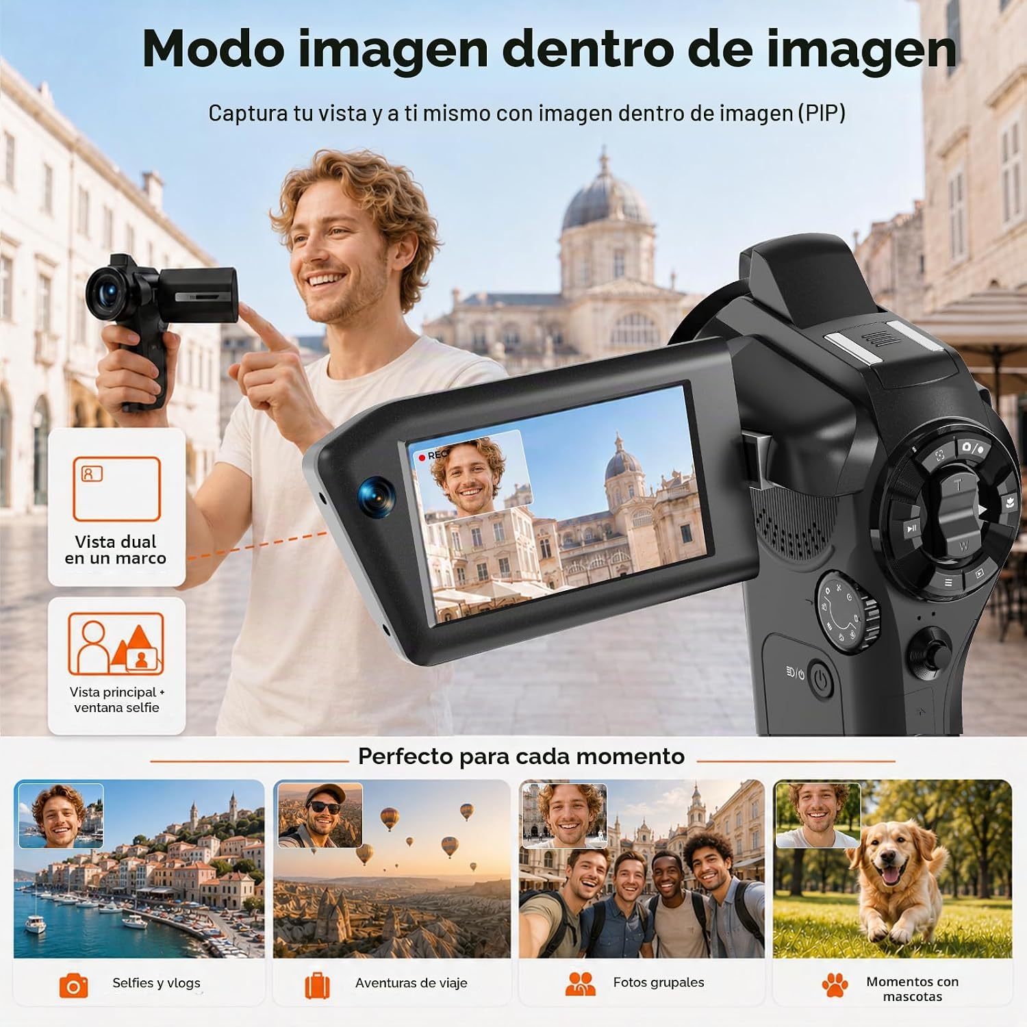 CÁMARA DE VLOGGING 8K CON IMAGEN EN IMAGEN, PANTALLA ABATIBLE WIFI, KIT DE CREADOR - 2