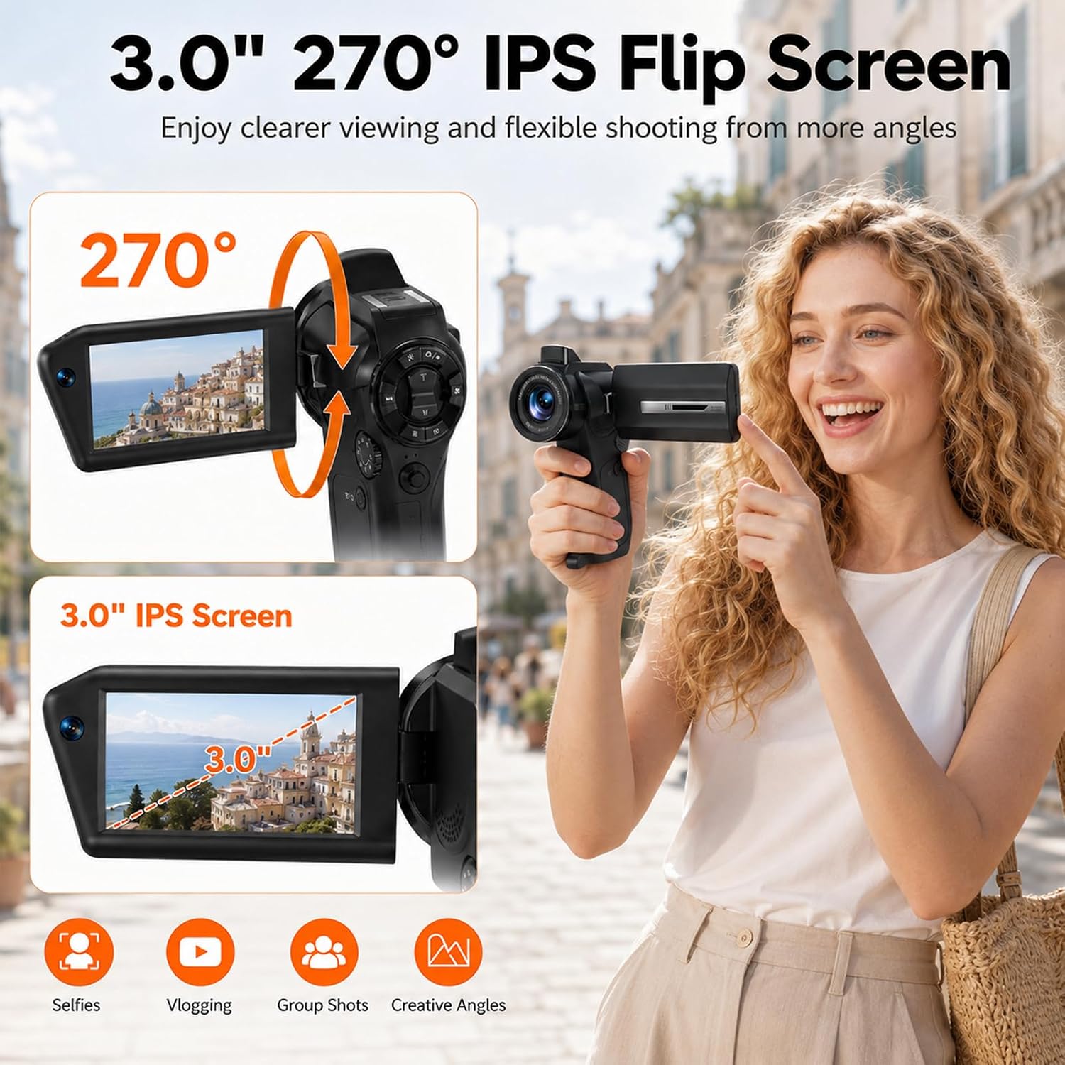 CÁMARA DE VLOGGING 8K CON IMAGEN EN IMAGEN, PANTALLA ABATIBLE WIFI, KIT DE CREADOR - 6