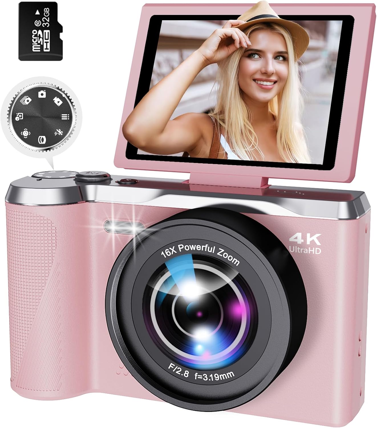 CÁMARA DIGITAL 4K PARA FOTOGRAFÍA Y VIDEO, CÁMARA DE VLOGGING DE 56 MEGAPÍXELES CON ENFOQUE AUTOMÁTICO, PANTALLA GIRATORIA - 1