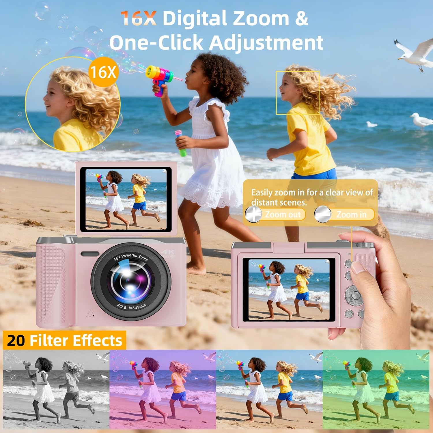 CÁMARA DIGITAL 4K PARA FOTOGRAFÍA Y VIDEO, CÁMARA DE VLOGGING DE 56 MEGAPÍXELES CON ENFOQUE AUTOMÁTICO, PANTALLA GIRATORIA - 4