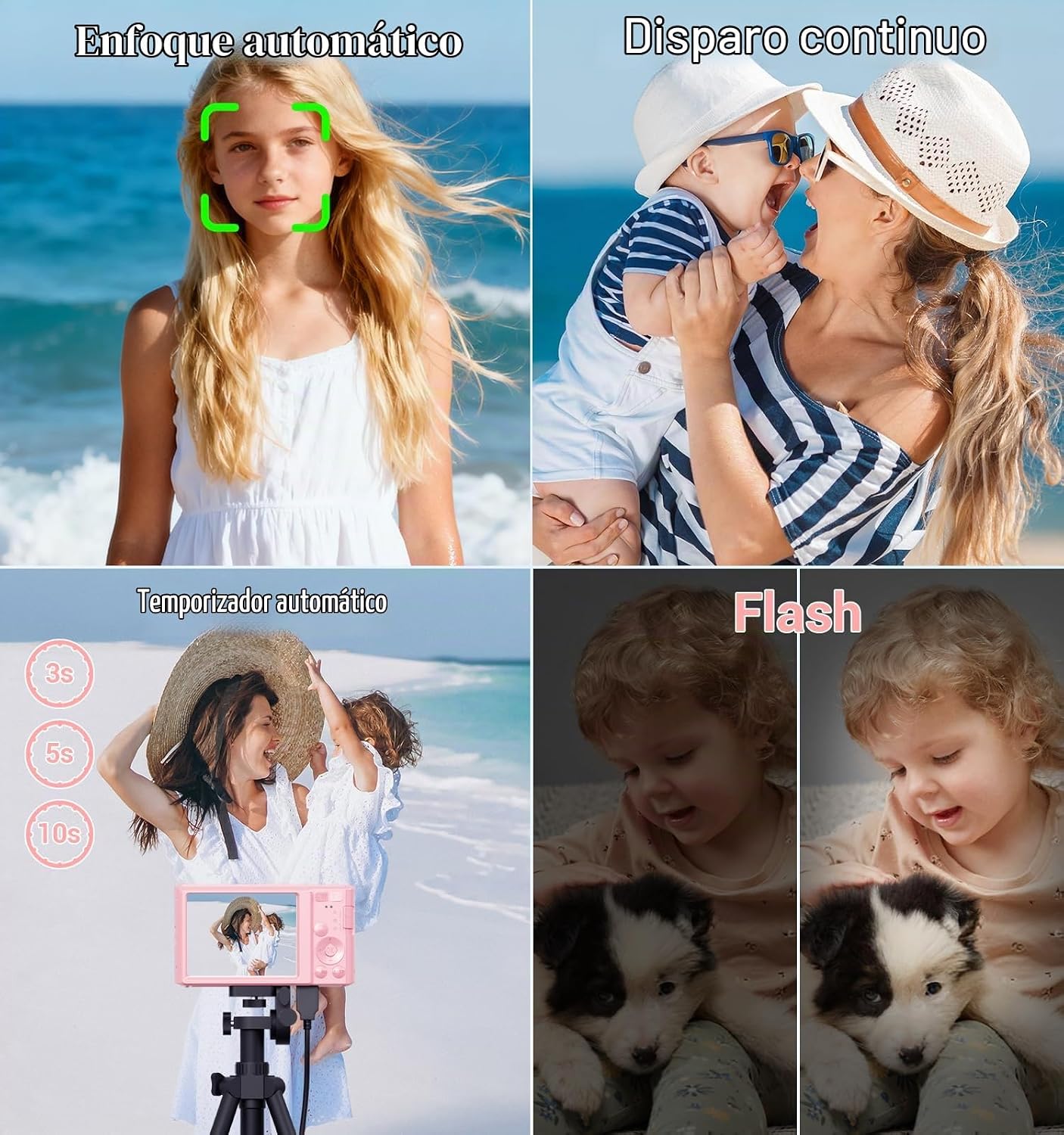 CÁMARA DIGITAL, CÁMARA DIGITAL FHD 4K ROSA MEJORADA PARA ADOLESCENTES Y NIÑAS, CÁMARAS DIGITALES COMPACTAS CON TARJETA - 6