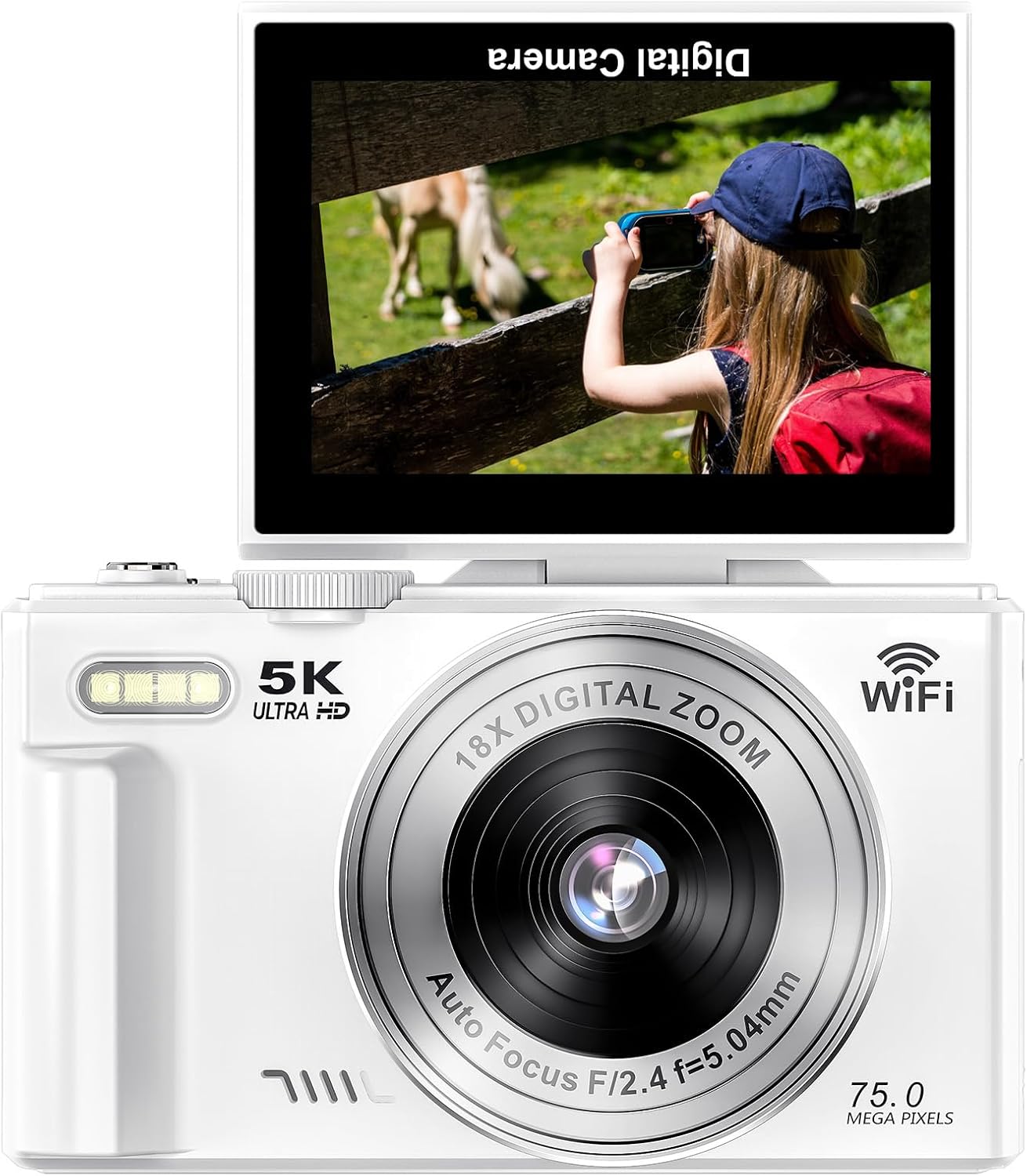 CÁMARA DIGITAL DE 5K PARA FOTOGRAFÍA - CÁMARA WIFI DE 75MP PARA VIDEOBLOGS DE YOUTUBE - CÁMARAS DIGITALES DE ZOOM 18X UHD - 4