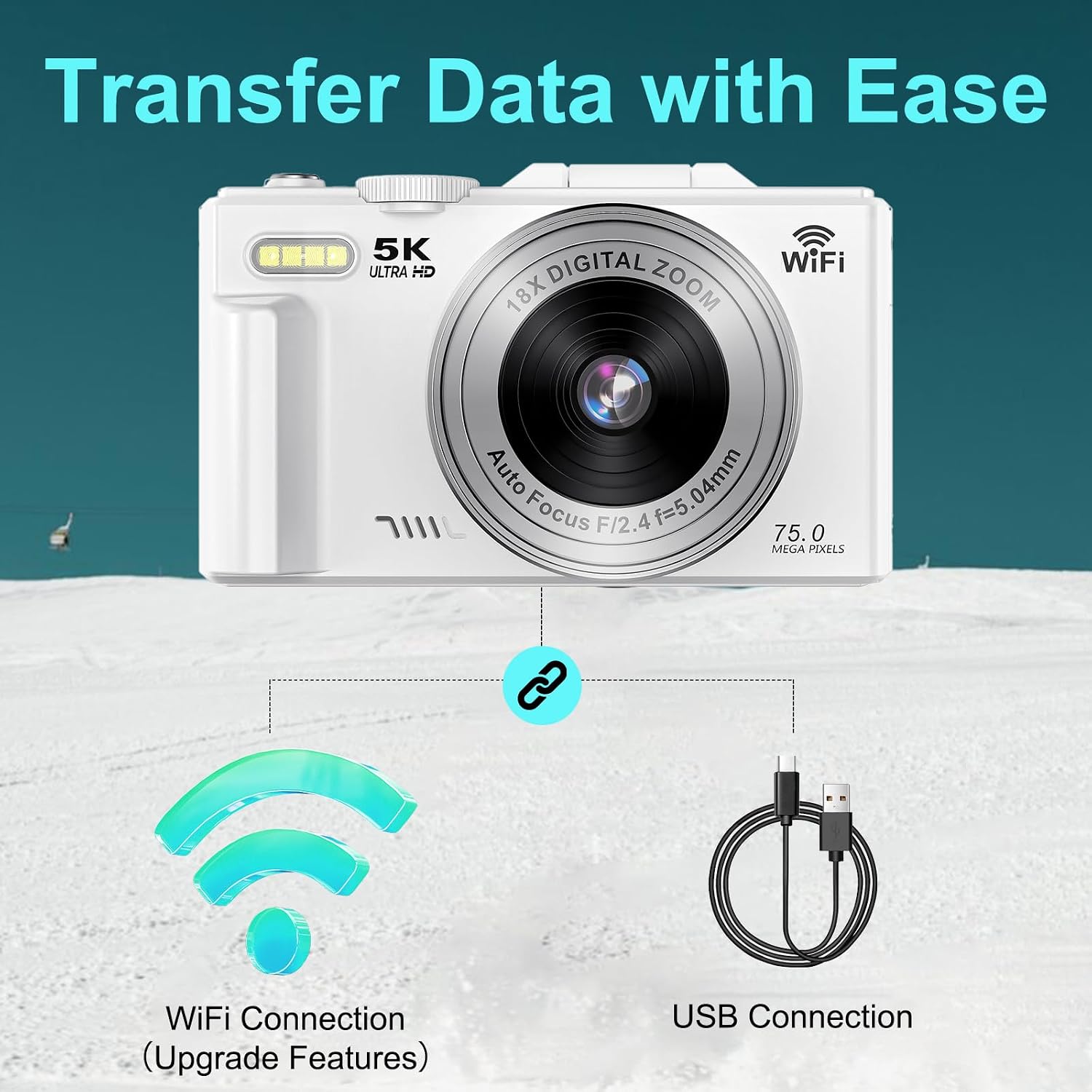 CÁMARA DIGITAL DE 5K PARA FOTOGRAFÍA - CÁMARA WIFI DE 75MP PARA VIDEOBLOGS DE YOUTUBE - CÁMARAS DIGITALES DE ZOOM 18X UHD - 6