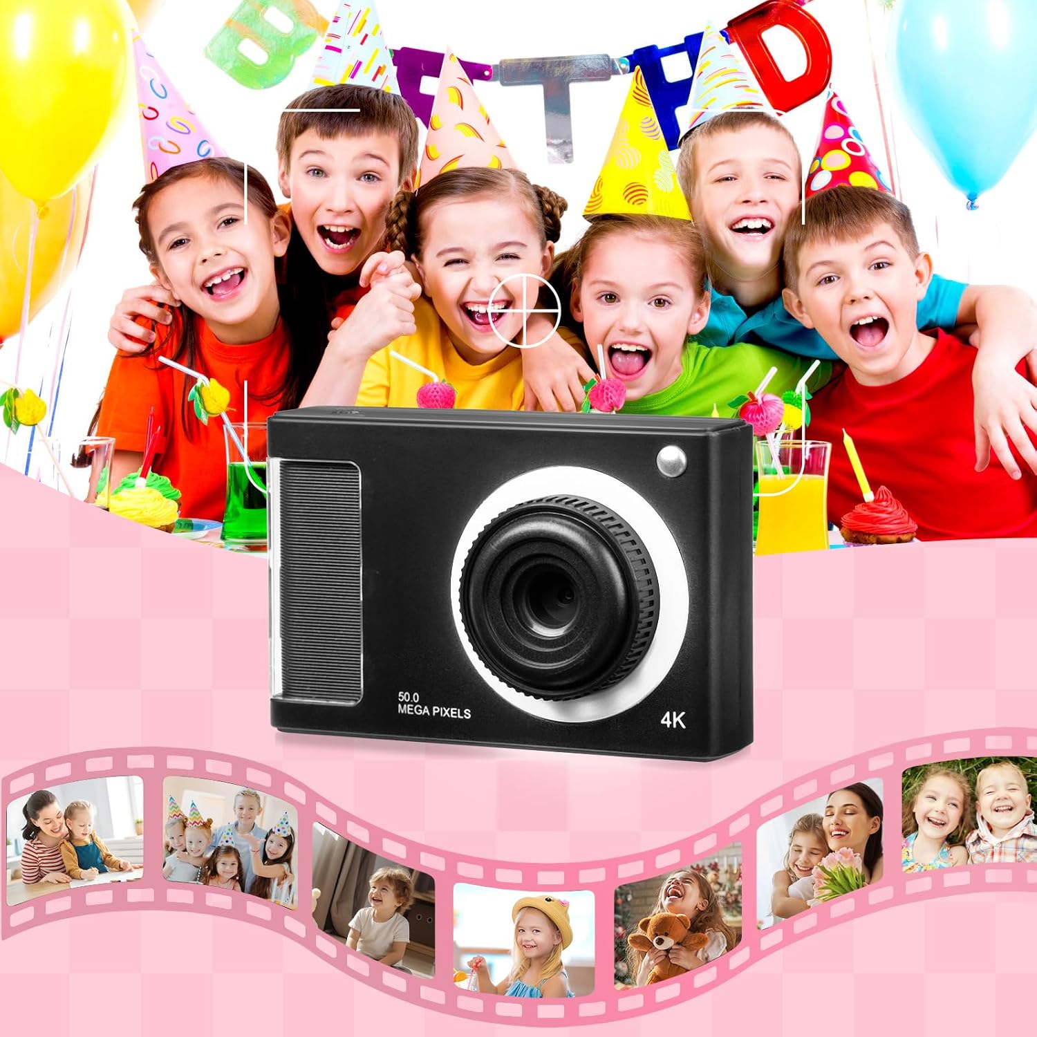 CÁMARA DIGITAL, CÁMARA FHD 1080P PARA NIÑOS CON TARJETA DE 32 GB, CÁMARA DIGITAL DE 48 MP CON ZOOM 8X PARA APUNTAR - 5