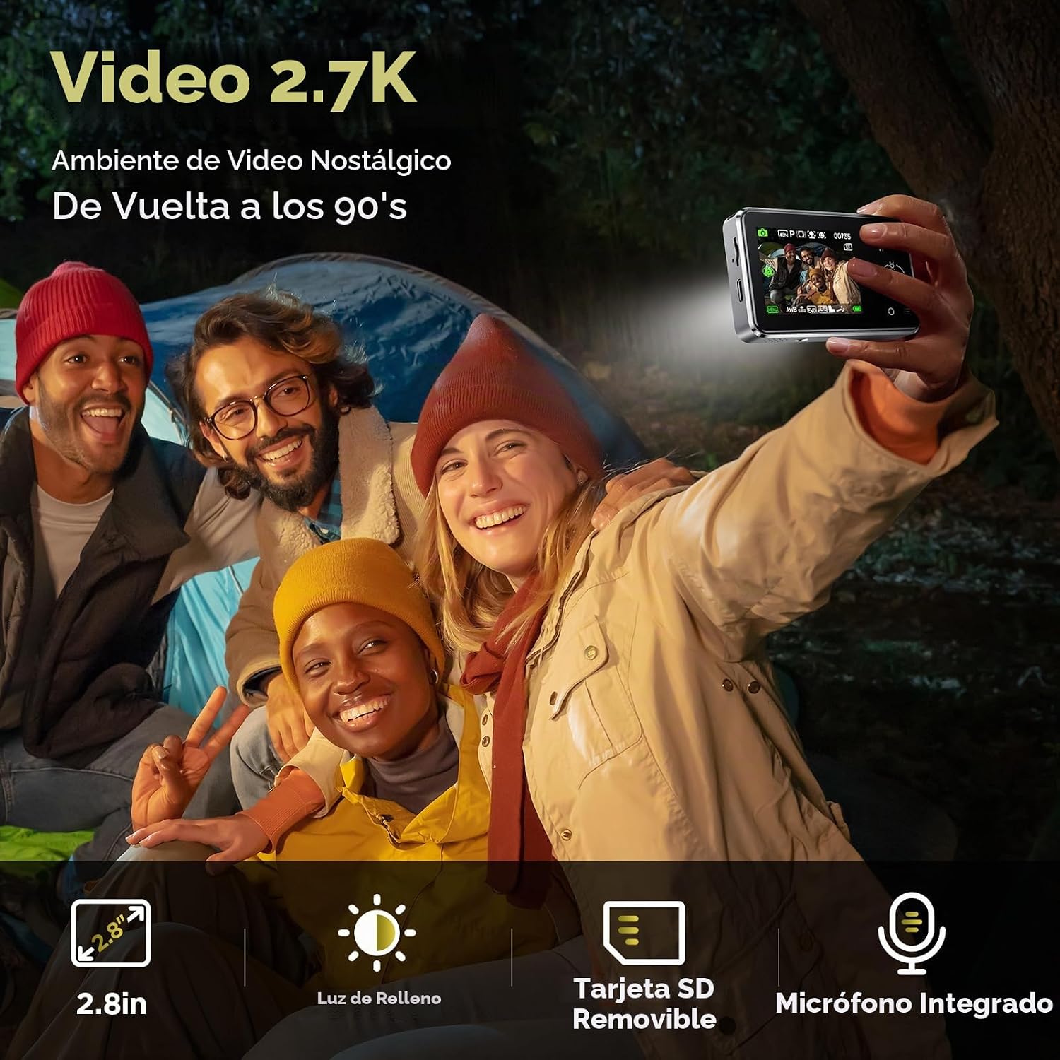 CÁMARA DIGITAL VOXITENUS - CÁMARA FHD 1080P PARA NIÑOS - TARJETA TF DE 64GB - ZOOM 16X AUTO-ENFOQUE CON BOLSA DE CÁMARA - - 2