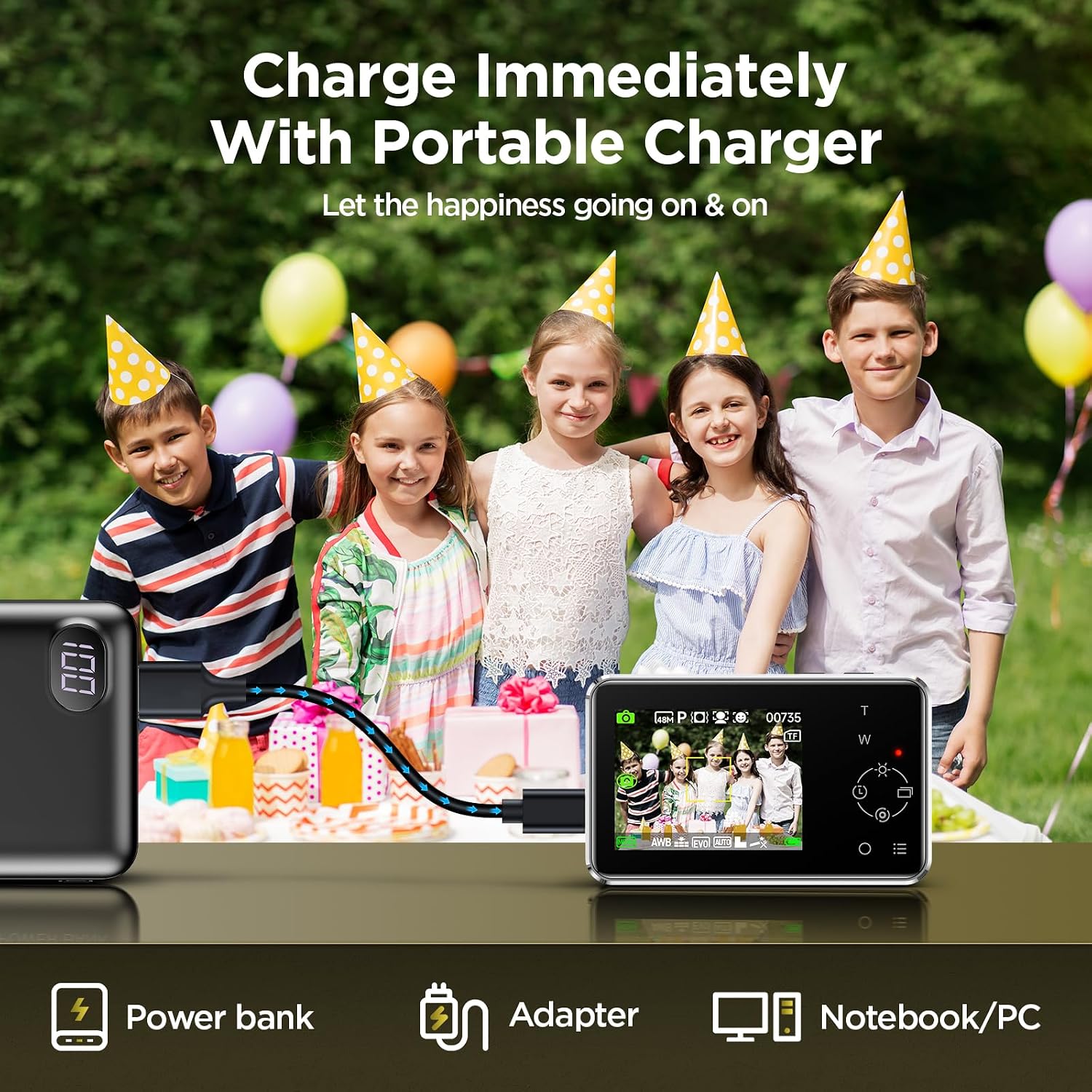 CÁMARA DIGITAL VOXITENUS - CÁMARA FHD 1080P PARA NIÑOS - TARJETA TF DE 64GB - ZOOM 16X AUTO-ENFOQUE CON BOLSA DE CÁMARA - - 4