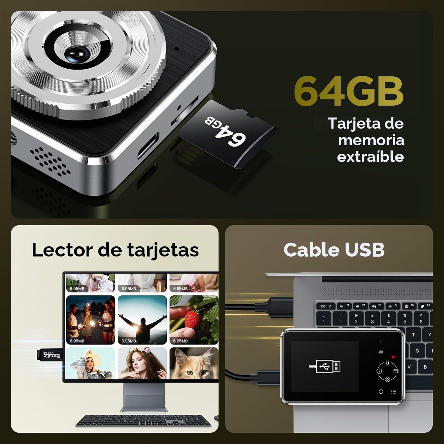 CÁMARA DIGITAL VOXITENUS - CÁMARA FHD 1080P PARA NIÑOS - TARJETA TF DE 64GB - ZOOM 16X AUTO-ENFOQUE CON BOLSA DE CÁMARA - - 7