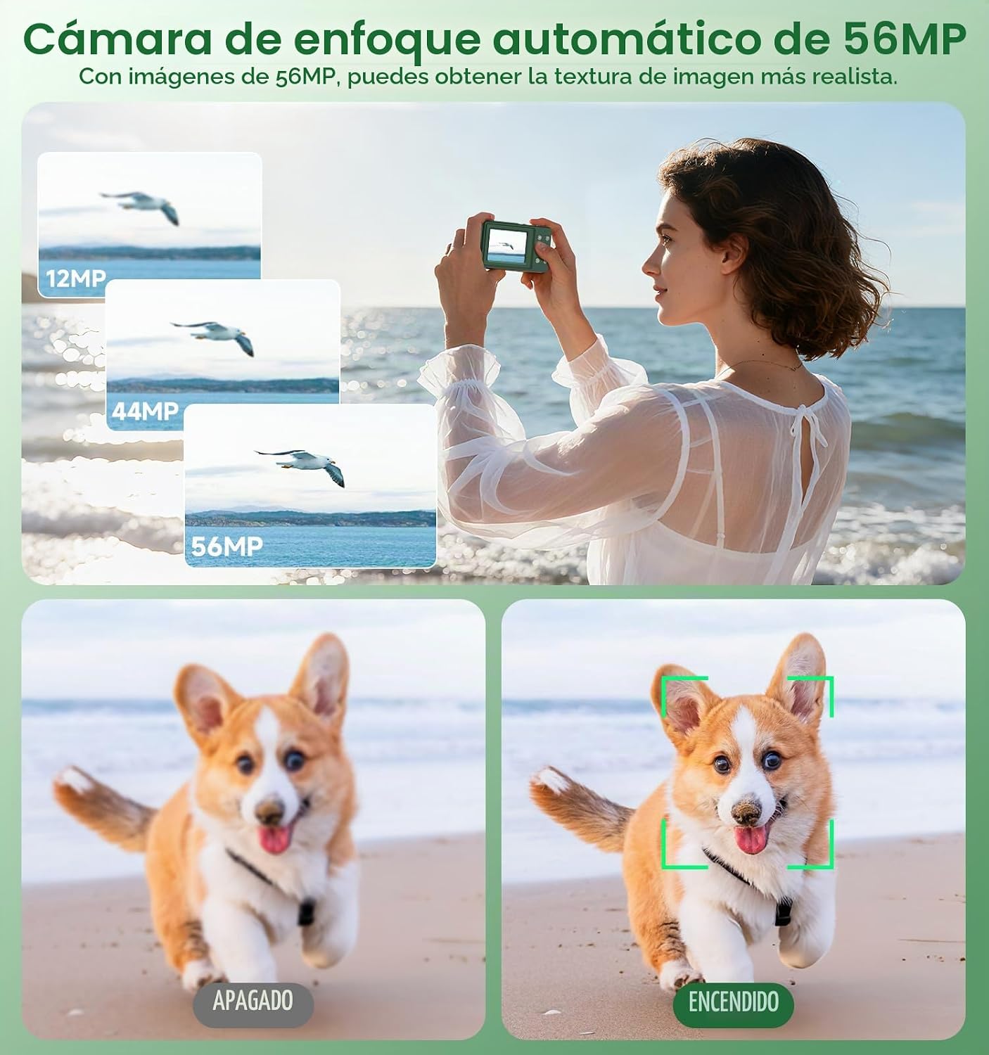 CÁMARA DIGITAL, CÁMARA DE ENFOQUE AUTOMÁTICO DE DOBLE PANTALLA DE 56 MP, CÁMARA DE PUNTO DE ZOOM 16X Y DISPARO - 3