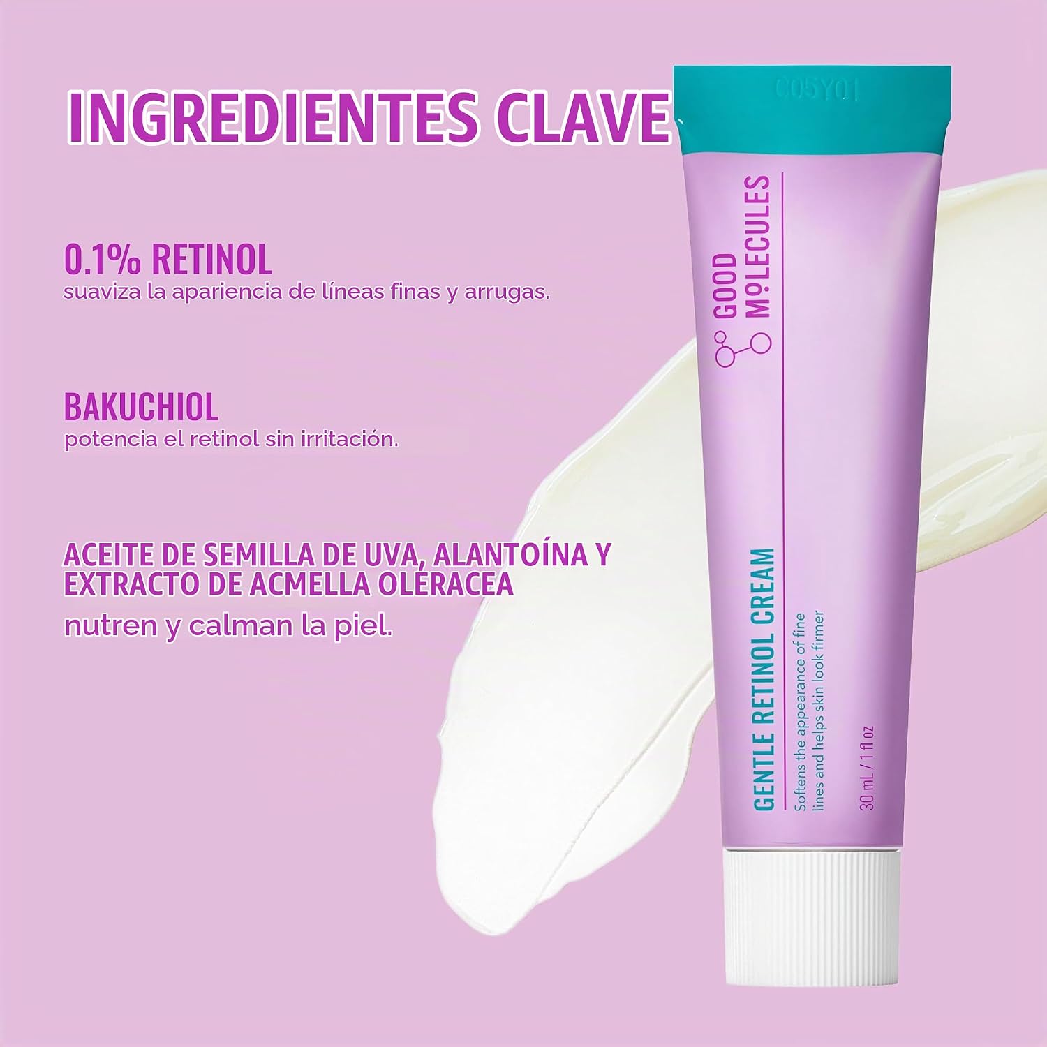 GOOD MOLECULES CREMA SUAVE DE RETINOL - CREMA DE NOCHE DE RETINOL PARA MINIMIZAR LA APARIENCIA DE LÍNEAS FINAS Y ARRUGAS, - 5