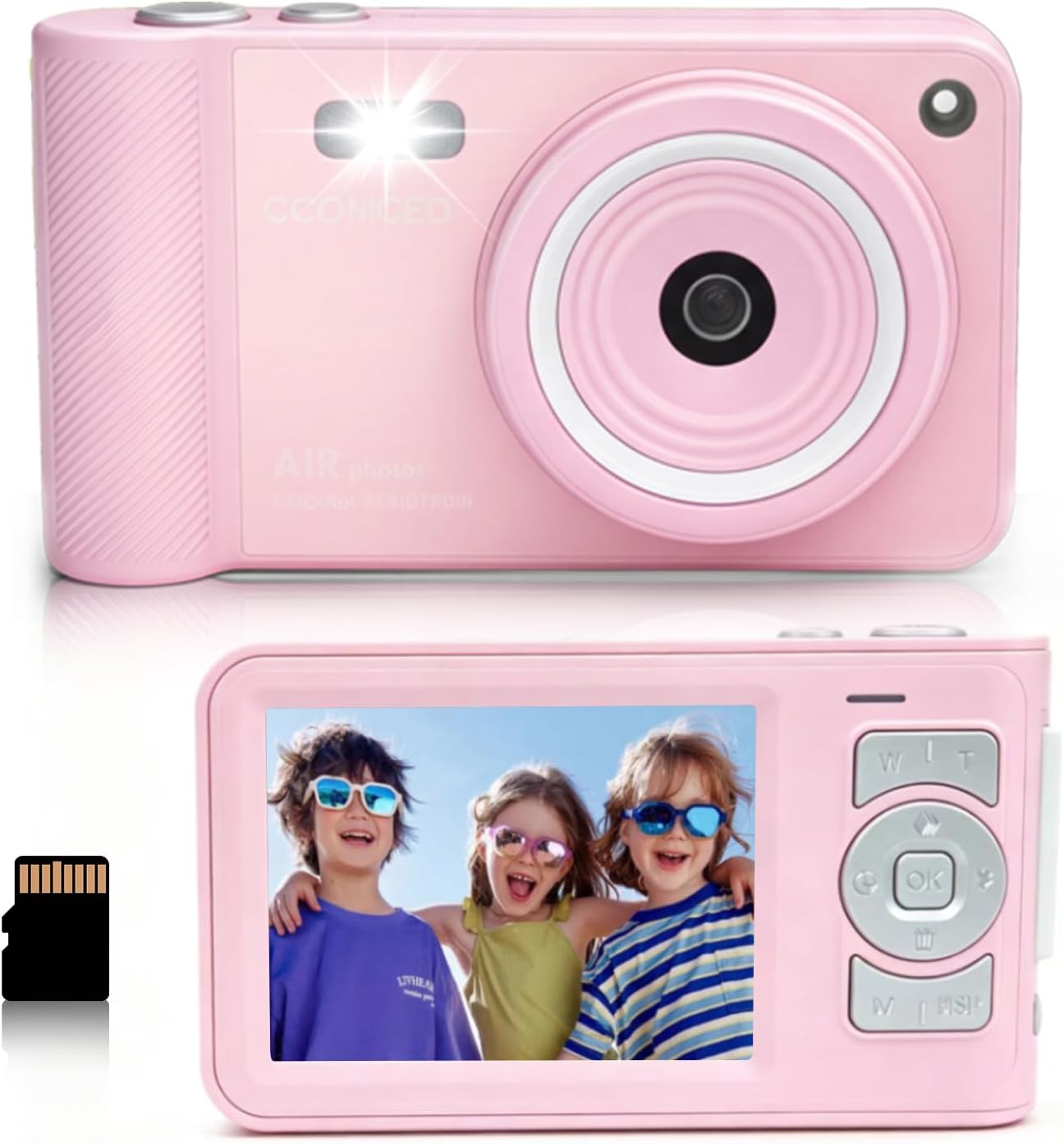 CÁMARA DIGITAL, CÁMARA DIGITAL ROSA PARA ADOLESCENTES, CÁMARA COMPACTA DE 50 MP FHD 1080P CON TARJETA TF, ZOOM 16X - 1