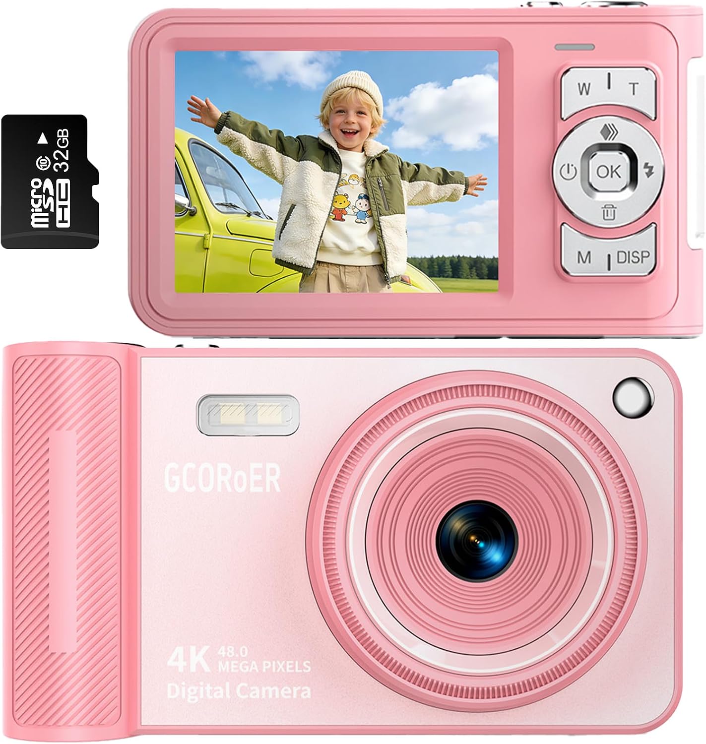 CÁMARA DIGITAL, CÁMARA DIGITAL ROSA PARA ADOLESCENTES, CÁMARA COMPACTA DE 50 MP FHD 1080P CON TARJETA TF, ZOOM 16X - 2