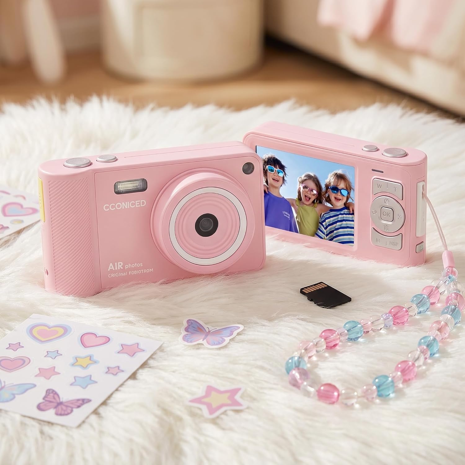 CÁMARA DIGITAL, CÁMARA DIGITAL ROSA PARA ADOLESCENTES, CÁMARA COMPACTA DE 50 MP FHD 1080P CON TARJETA TF, ZOOM 16X - 5