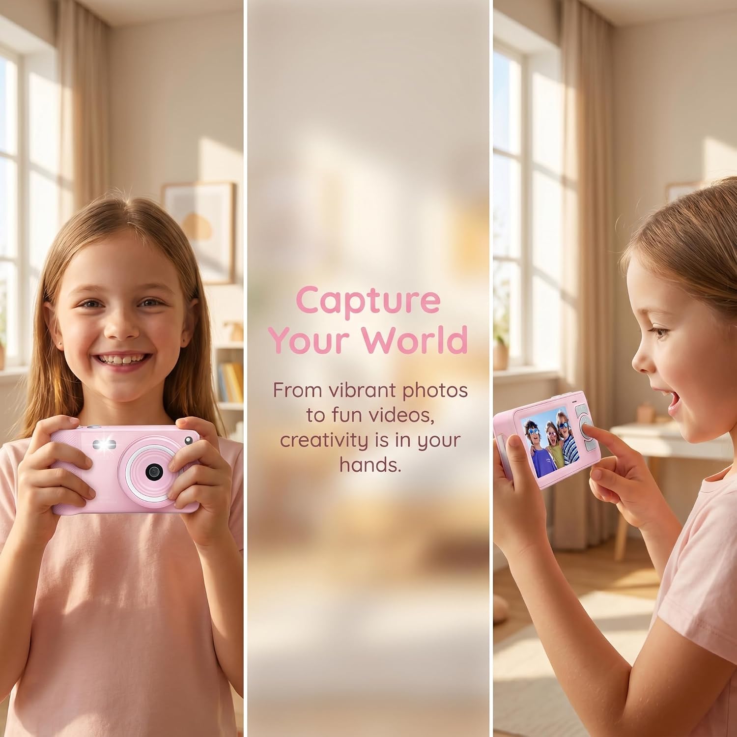 CÁMARA DIGITAL, CÁMARA DIGITAL ROSA PARA ADOLESCENTES, CÁMARA COMPACTA DE 50 MP FHD 1080P CON TARJETA TF, ZOOM 16X - 6