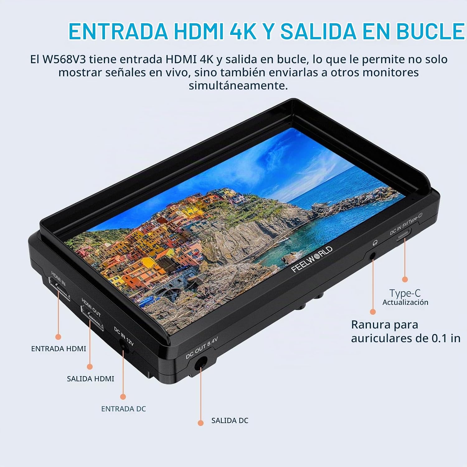 FEELWORLD FW568 V3 MONITOR DE CAMPO DE CÁMARA DSLR DE 6 PULGADAS CON BATERÍA F550 2200MAH Y BOLSA DE TRANSPORTE, LUTS - 5