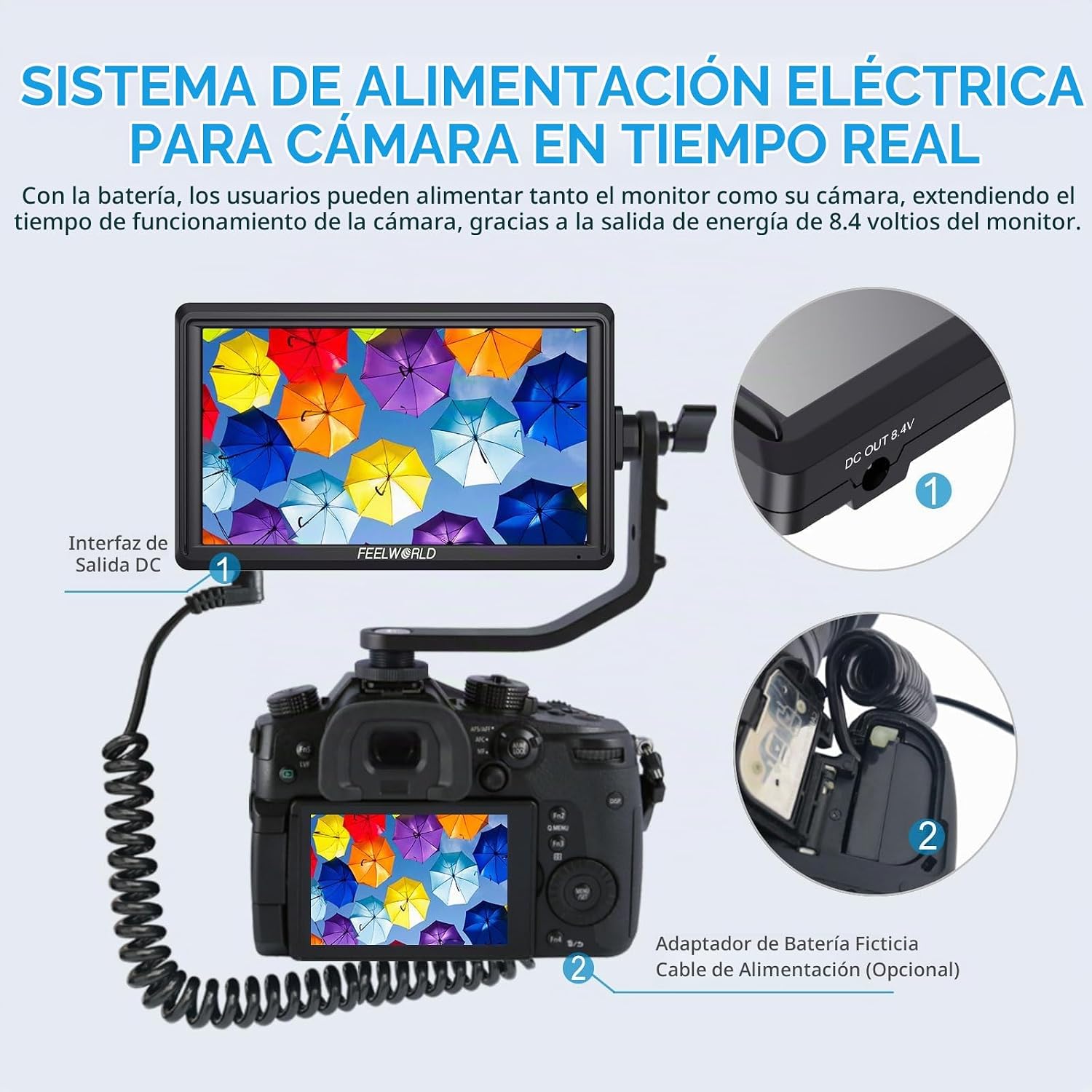 FEELWORLD FW568 V3 MONITOR DE CAMPO DE CÁMARA DSLR DE 6 PULGADAS CON BATERÍA F550 2200MAH Y BOLSA DE TRANSPORTE, LUTS - 6